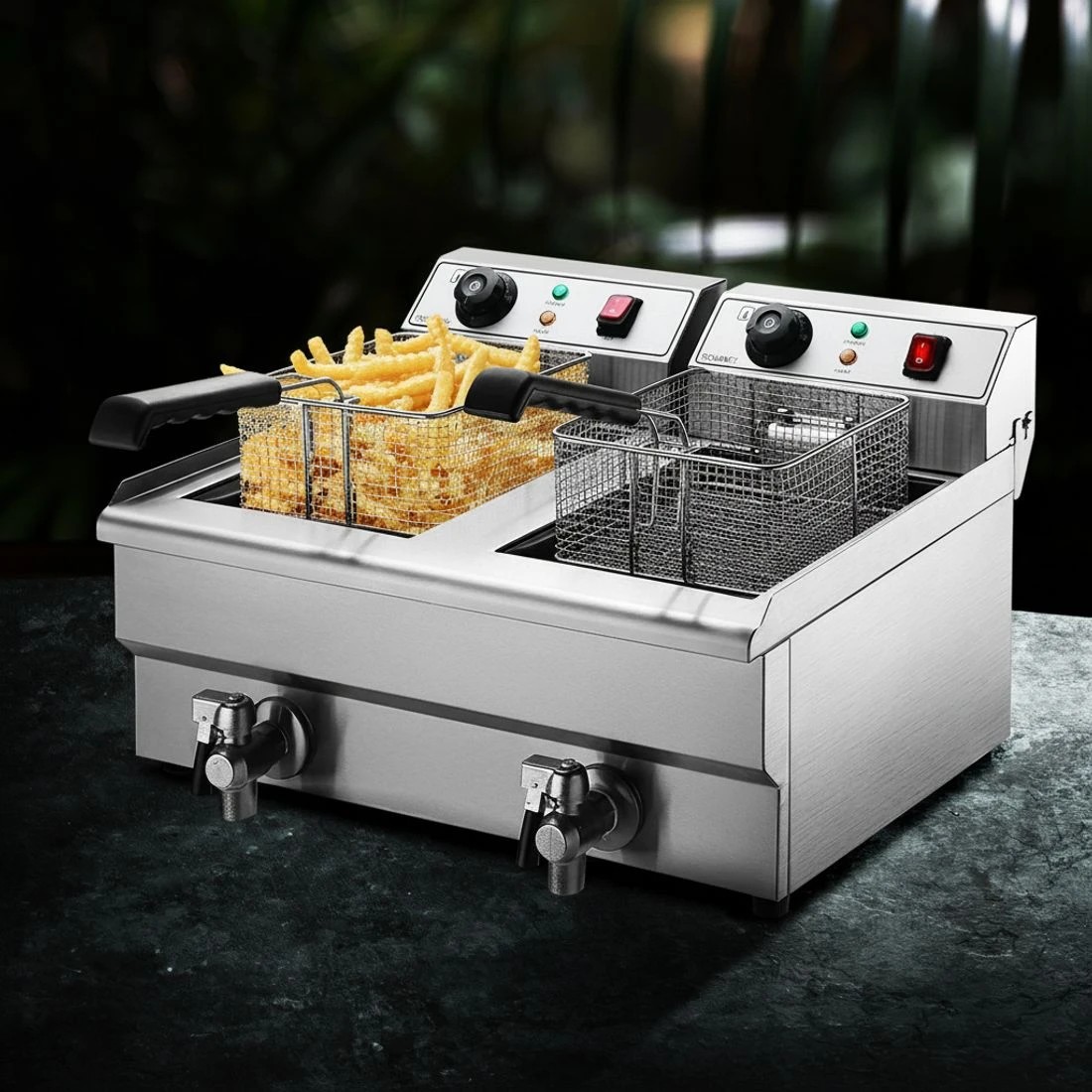 7 Devanti 20L Electric Commercial Deep Fryer Double Baskets Oil Taps 6000W - Silver, 7 of 8