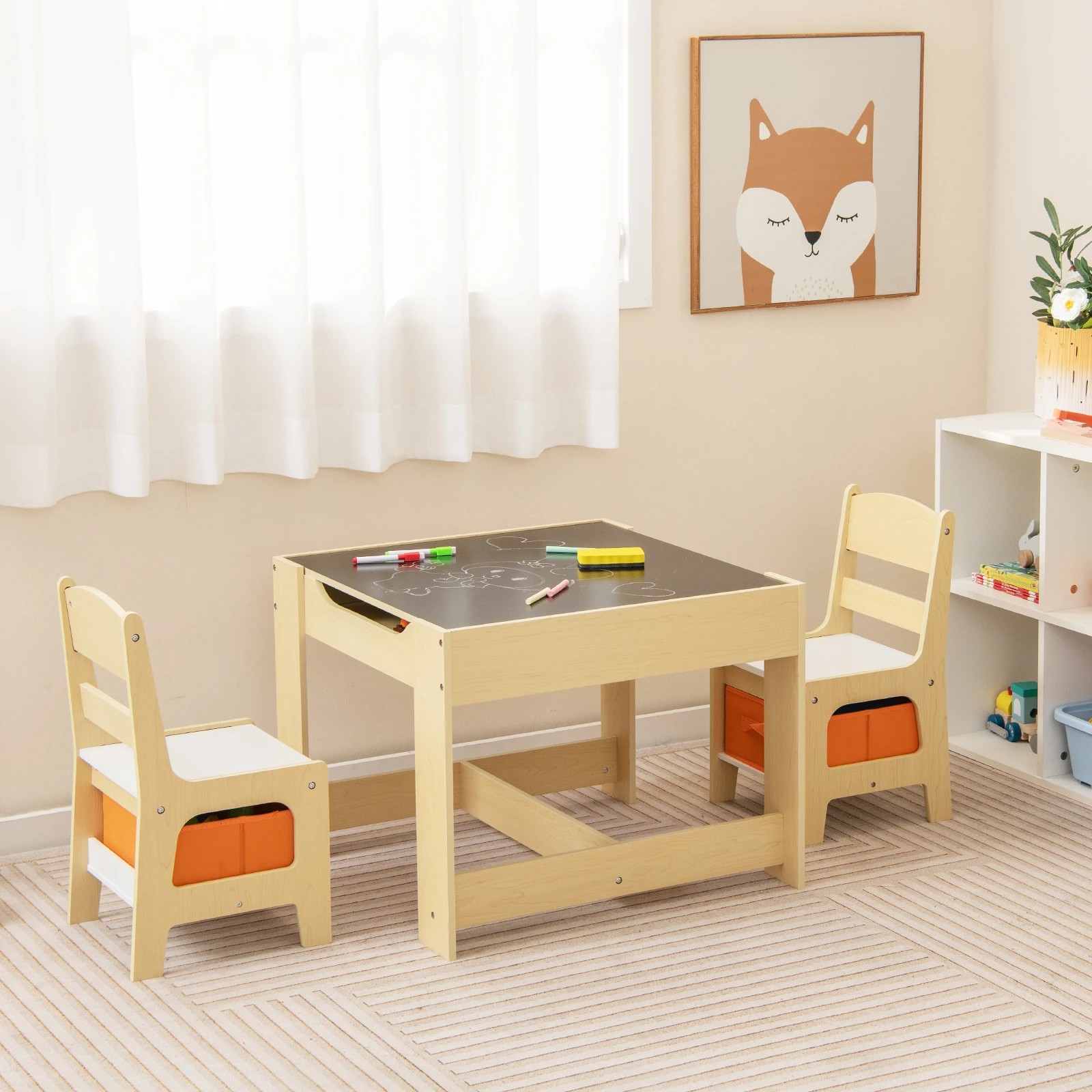 3 Costway 3PCS Kids Table & Chairs Set w/Storage Box, 3 of 6