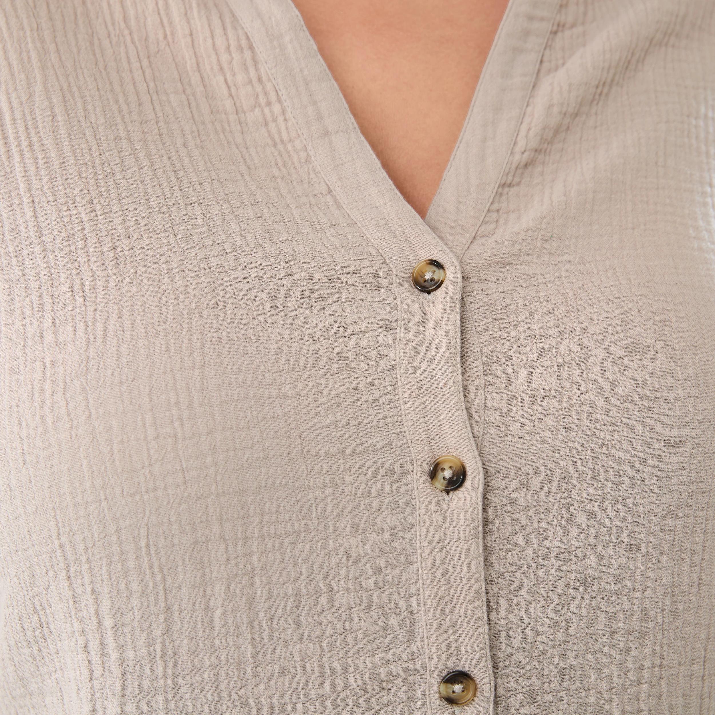 6 Curve Short Sleeve Double Cloth Shirt Grey Taupe, 6 of 6