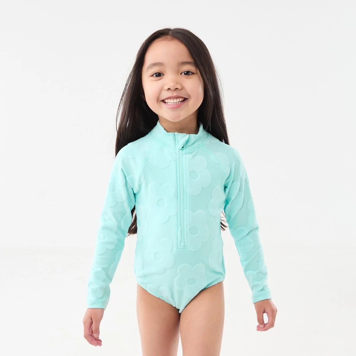 1 Long Sleeve One Piece Swimsuit Grn Daisy, 1 of 6