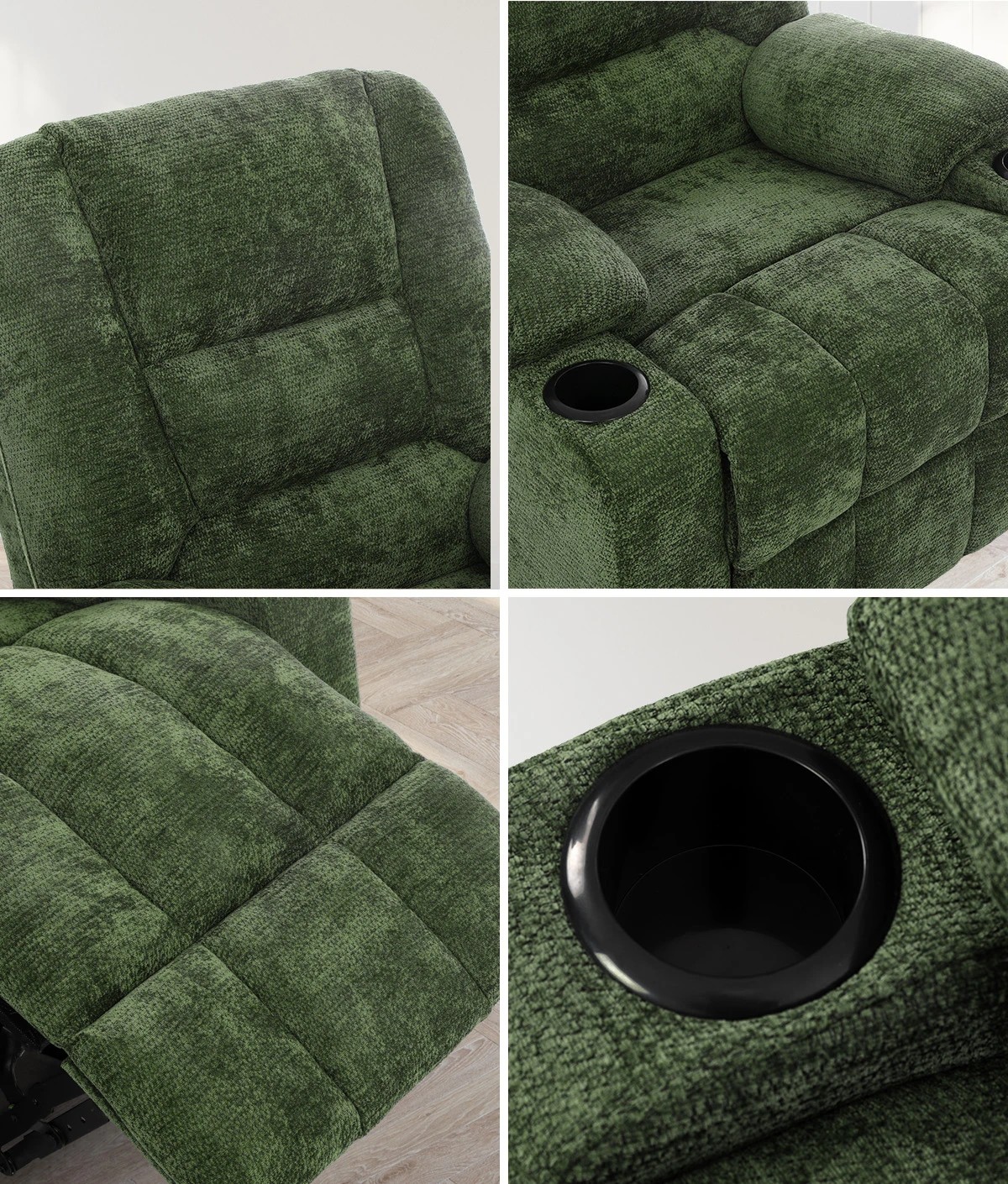 5 Oikiture Recliner Chair 360 Swivel Rocking Heated Electric - Green, 5 of 7