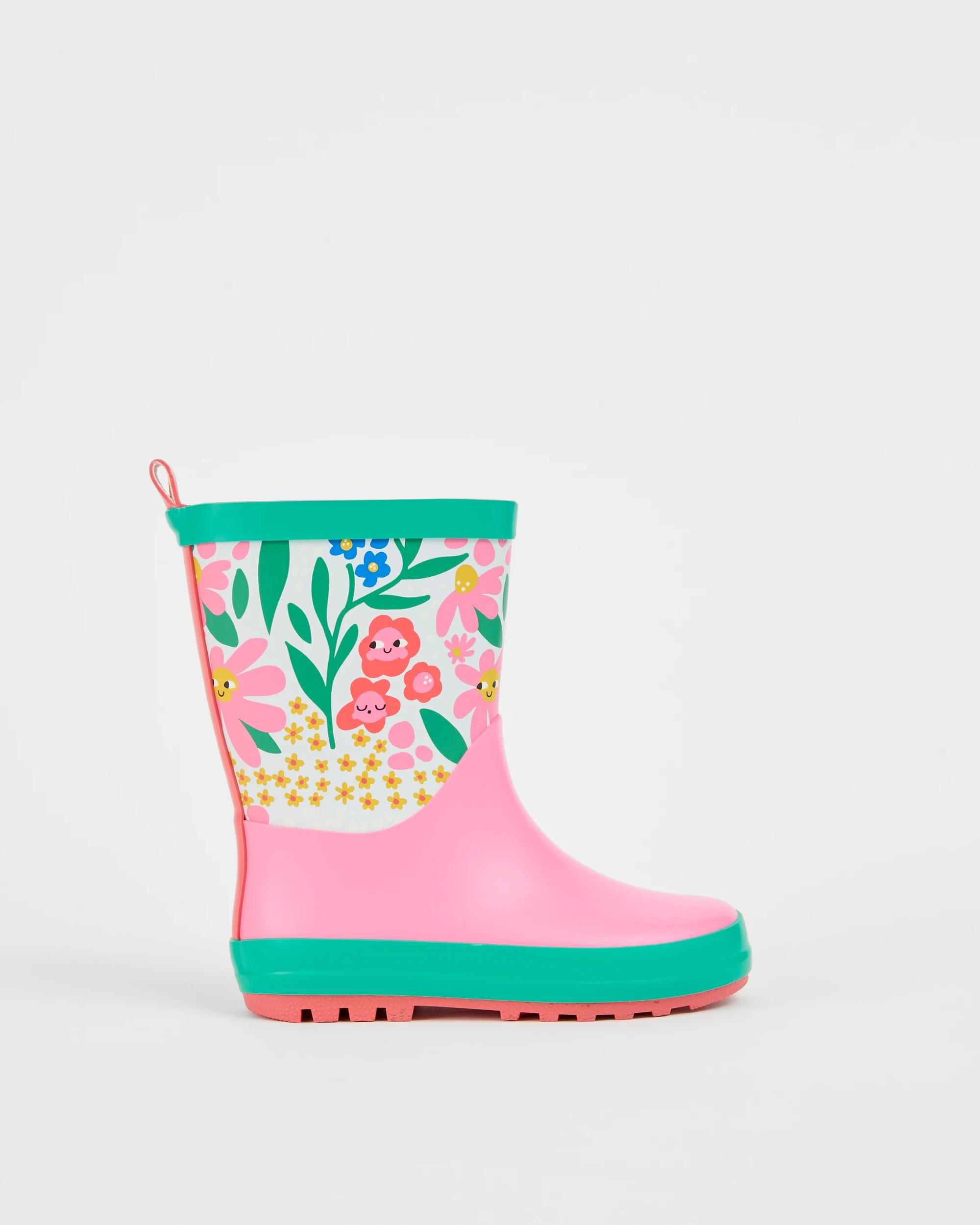 1 Target Kids Bright Floral Rainboot PINK, 1 of 3