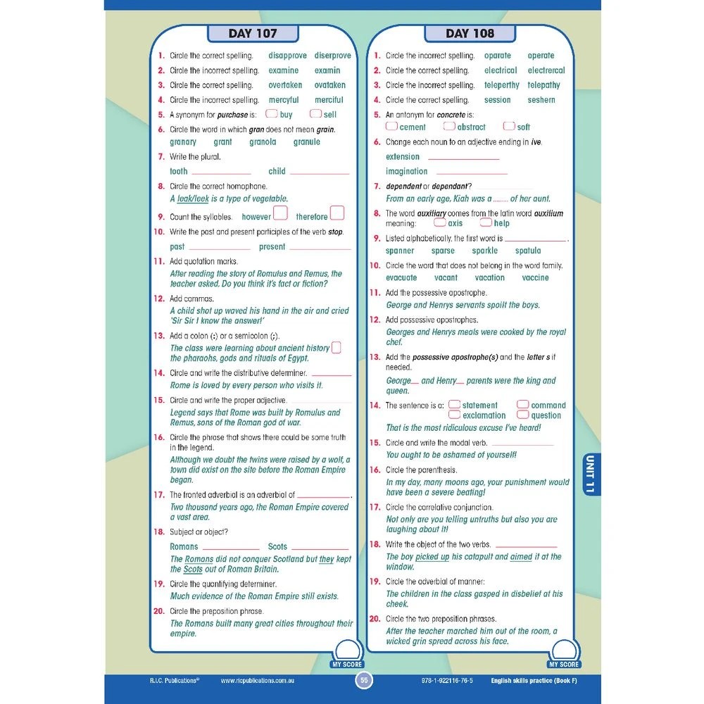 4 R.I.C English Skills Practice Book F, 4 of 5