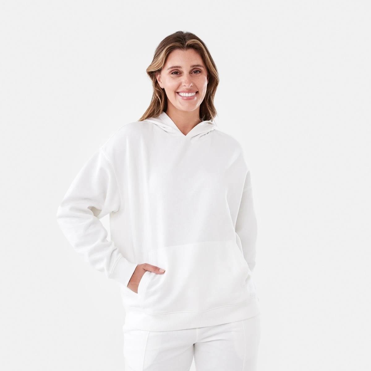 1 Active Womens Core Pop Over Hoodie ECRU, 1 of 6