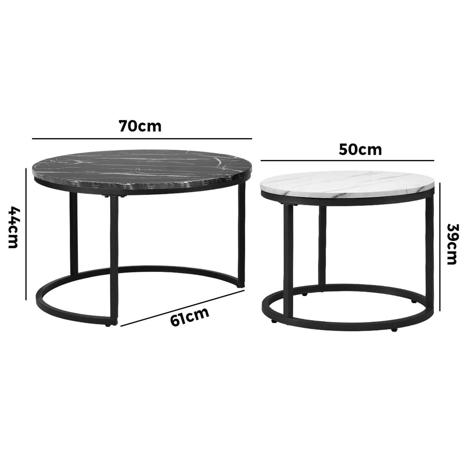 10 Oikiture Set Of 2 Coffee Table Round Marble-like Nesting Side Tables
 - Multi, 10 of 10