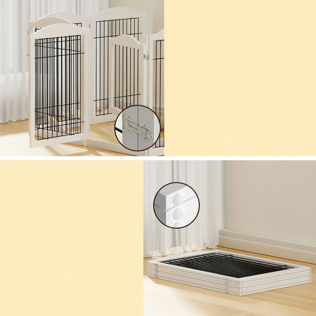 5 i.Pet Dog Gate Playpen Enclosure 6 Panel Pet Door Fence en Play Pen Stair - White, 5 of 5