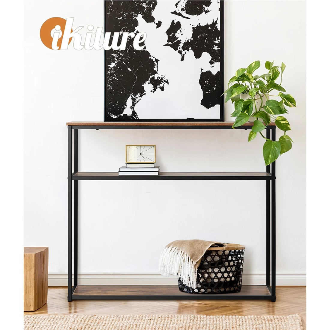 6 Oikiture Hall Console Table Metal Hallway Desk Entry Display Wooden Furniture
 - Multi, 6 of 10