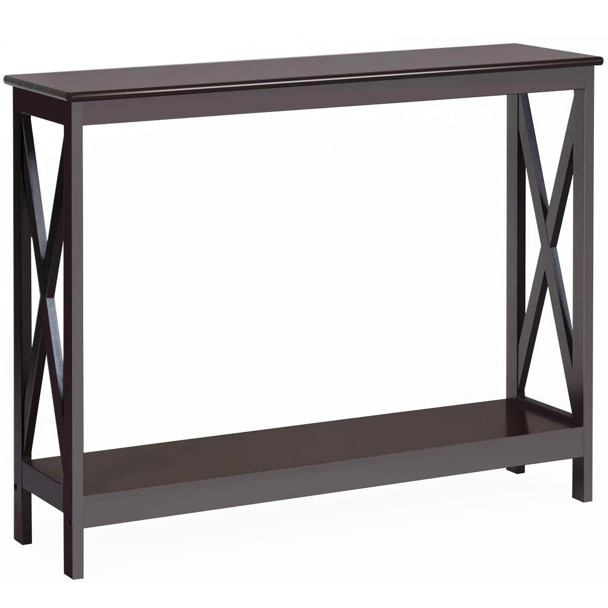 1 Costway 2-Tier Narrow Console Table w/Open Shelf Space-saving Entryway Table, 1 of 3