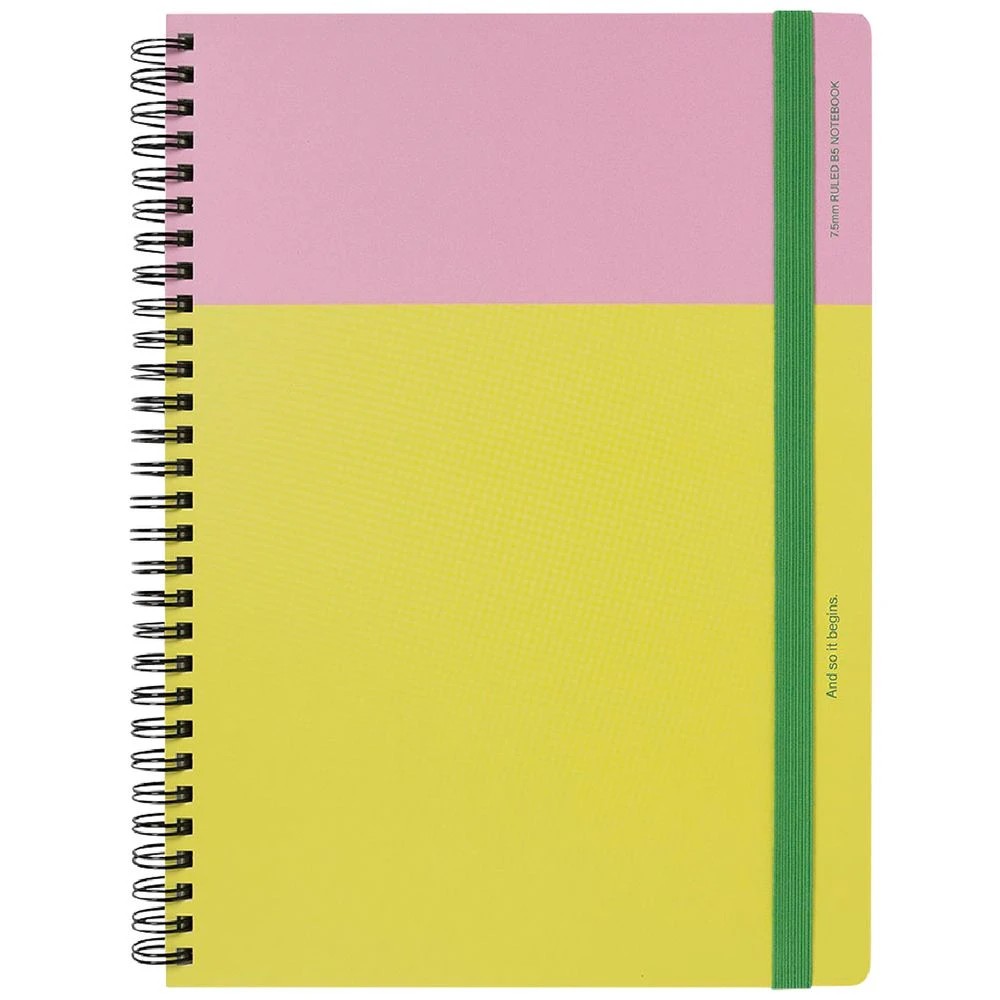 2 Any Day Now Spiral Brights B5 Ruled Notebook Pink and Yellow, 2 of 4