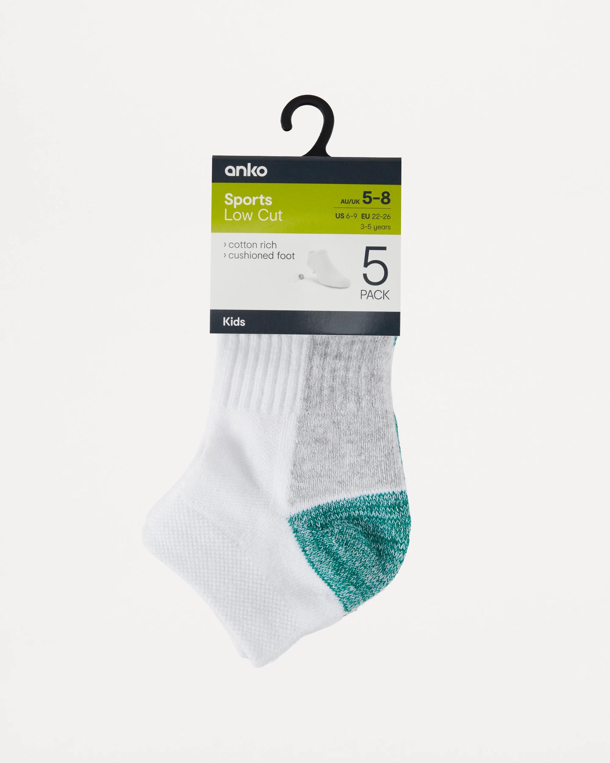 3 5 Pack Active Kids Low Cut Socks Wht Stripe, 3 of 3