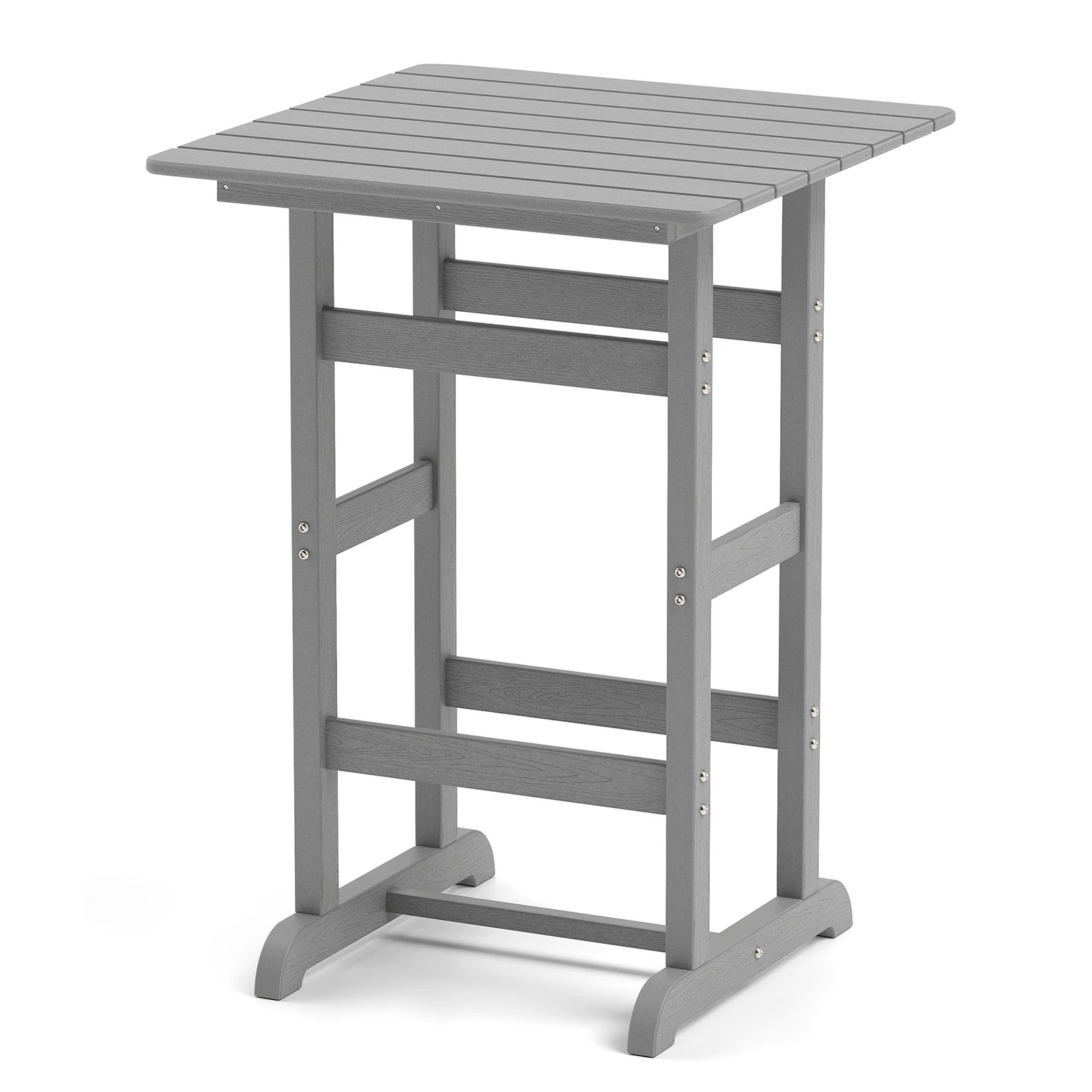 1 Costway Outdoor Square Bar Table All-Weather High-Top Garden Side End Table - Grey, 1 of 1