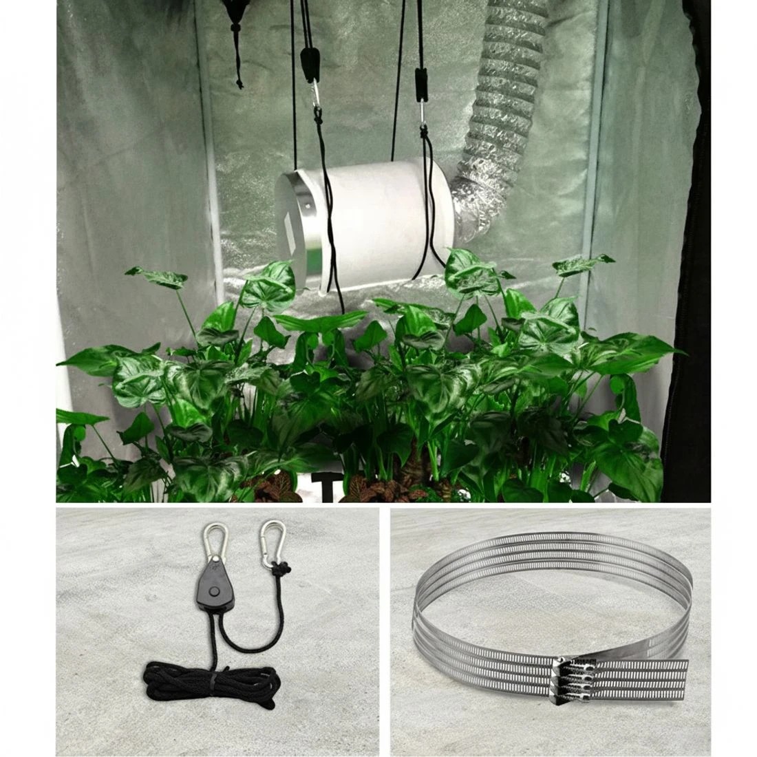 5 Green Fingers 6"Ventilation Kit Fan Hydroponics Grow Tent Kit Carbon Filter Duct - Silver, 5 of 9