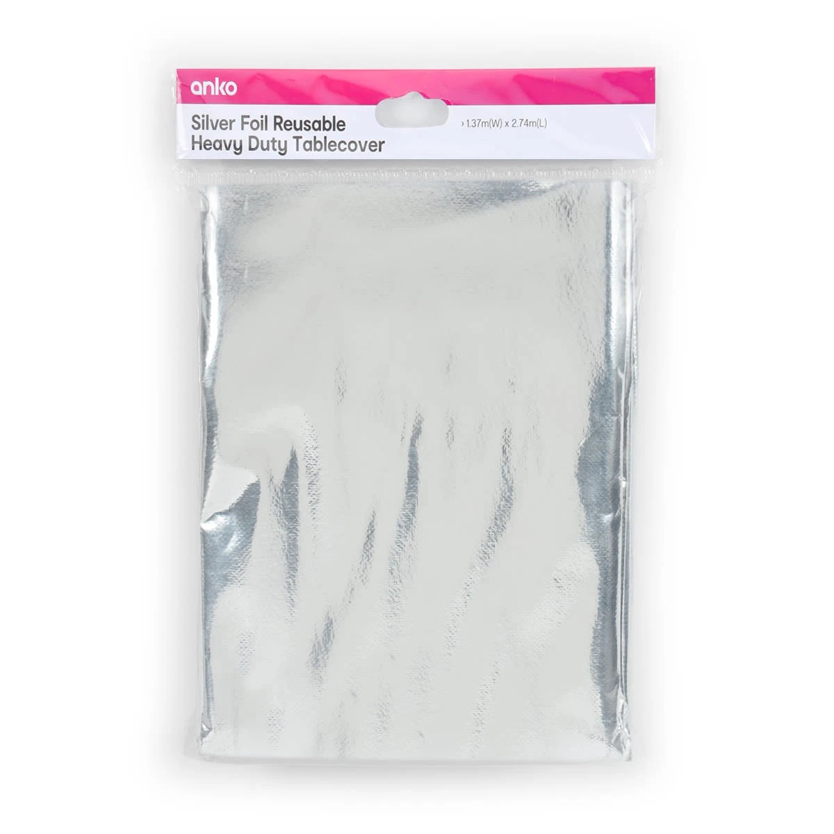 3 Silver Look Foil Reusable Heavy Duty Tablecover, 3 of 3