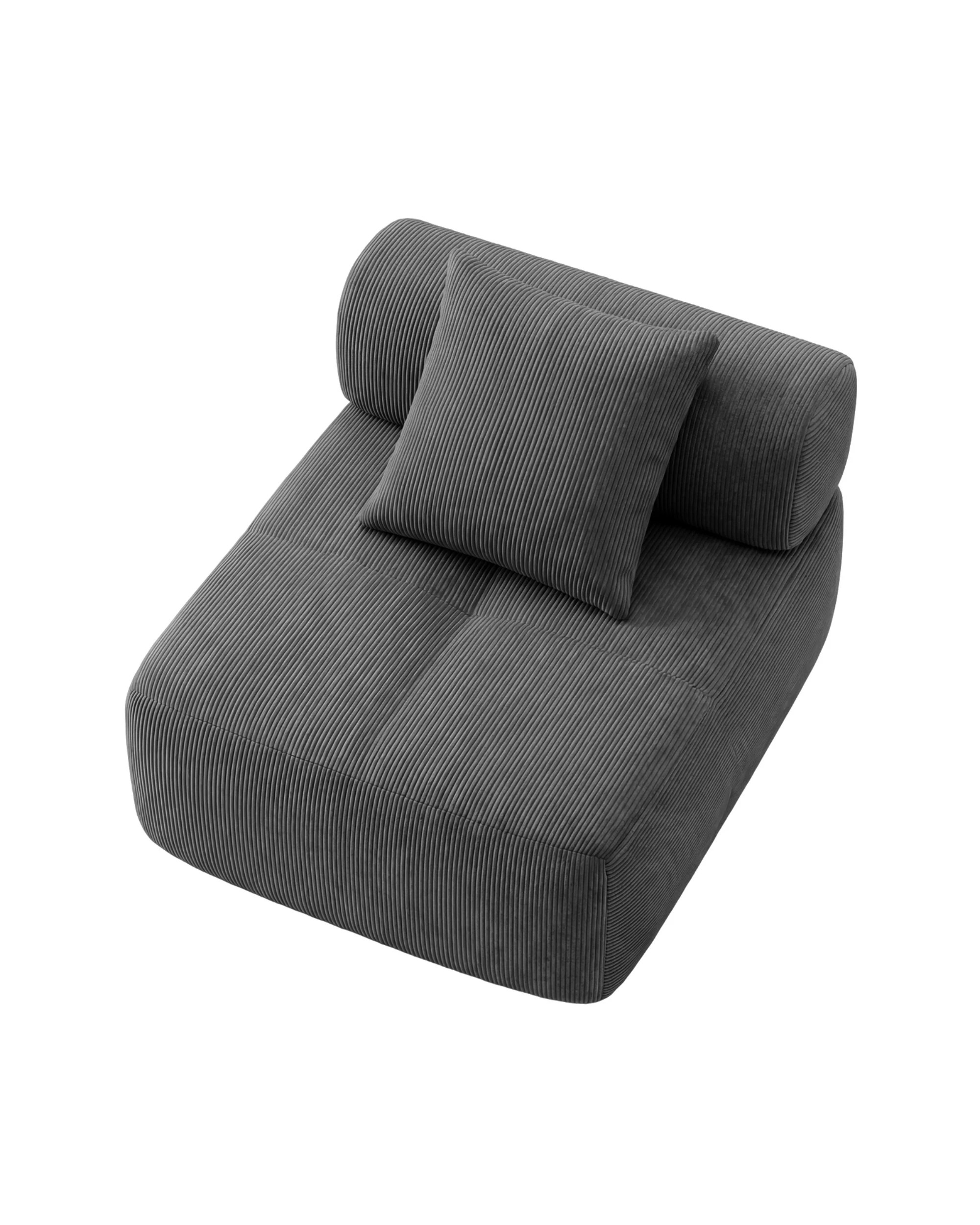 1 Advwin Armless Corduroy Fabric Modular Sponge Cloud Sofa Chair - Grey, 1 of 4