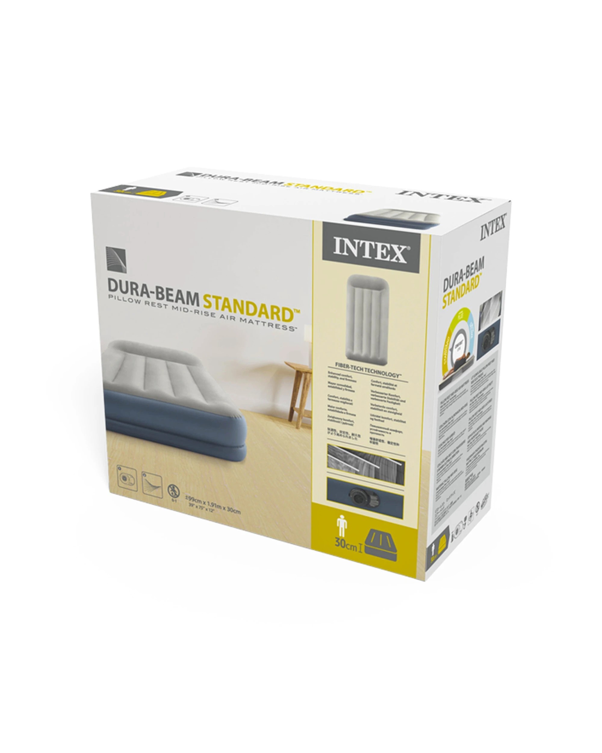 3 Intex Pillow Rest Mid-Rise Airbed w/Fiber-Tech Bip - Single Bed - Beige, 3 of 4
