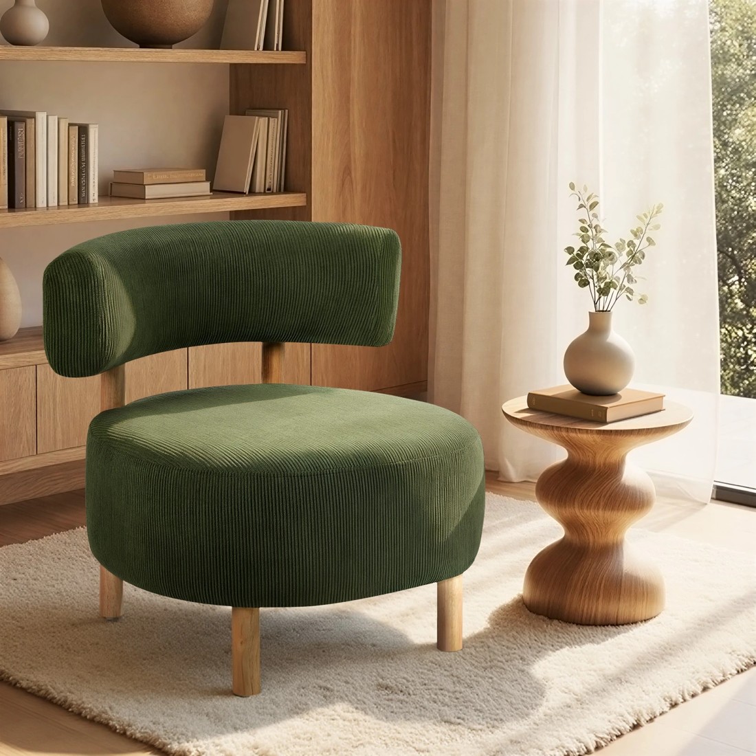 3 Oikiture Wooden Armchair Lounge Chair Velvet Accent Armchairs - Green, 3 of 10