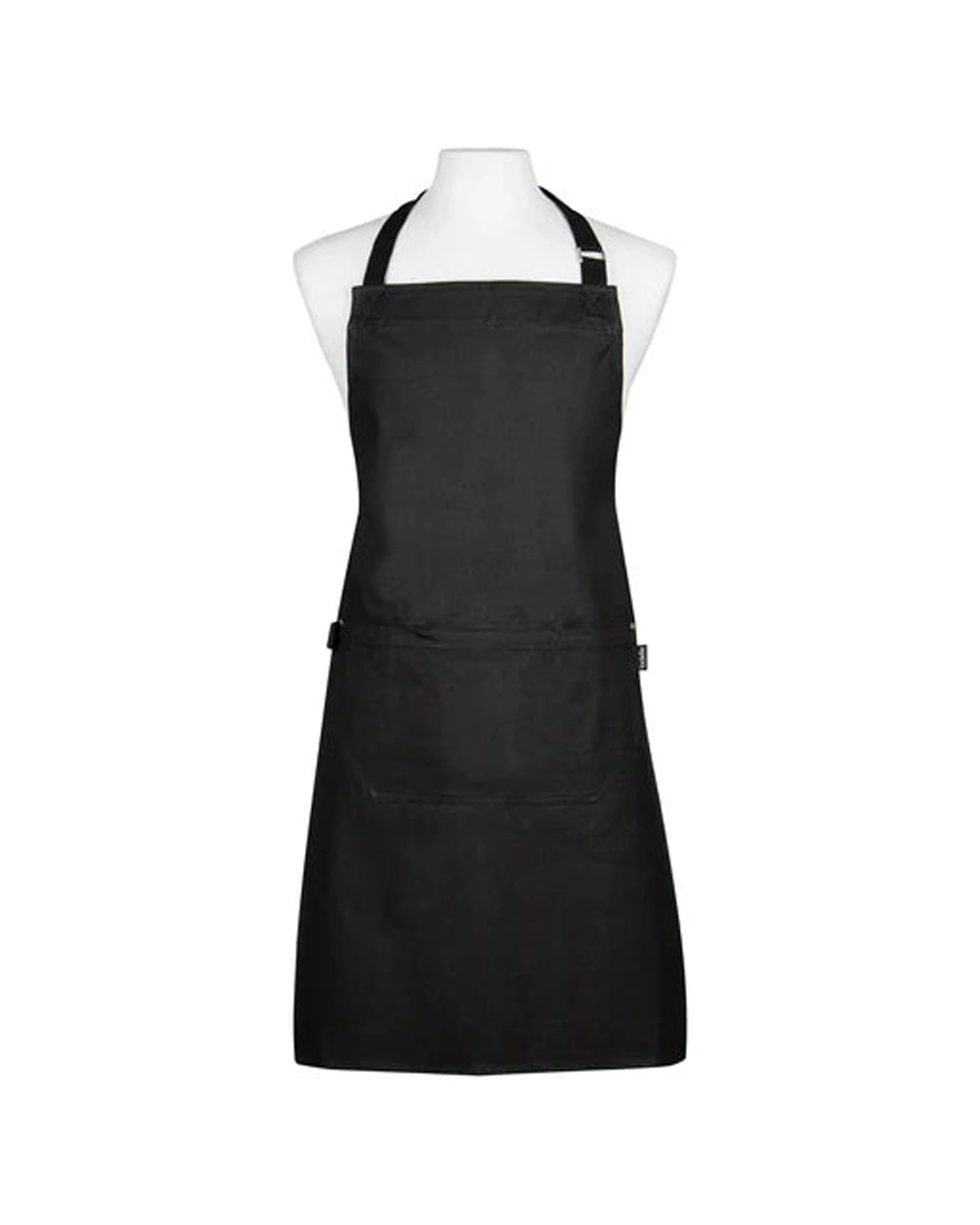 1 Ladelle Lennox Cotton Adjustable Apron Machine Washable 69x90cm Black - Black, 1 of 3