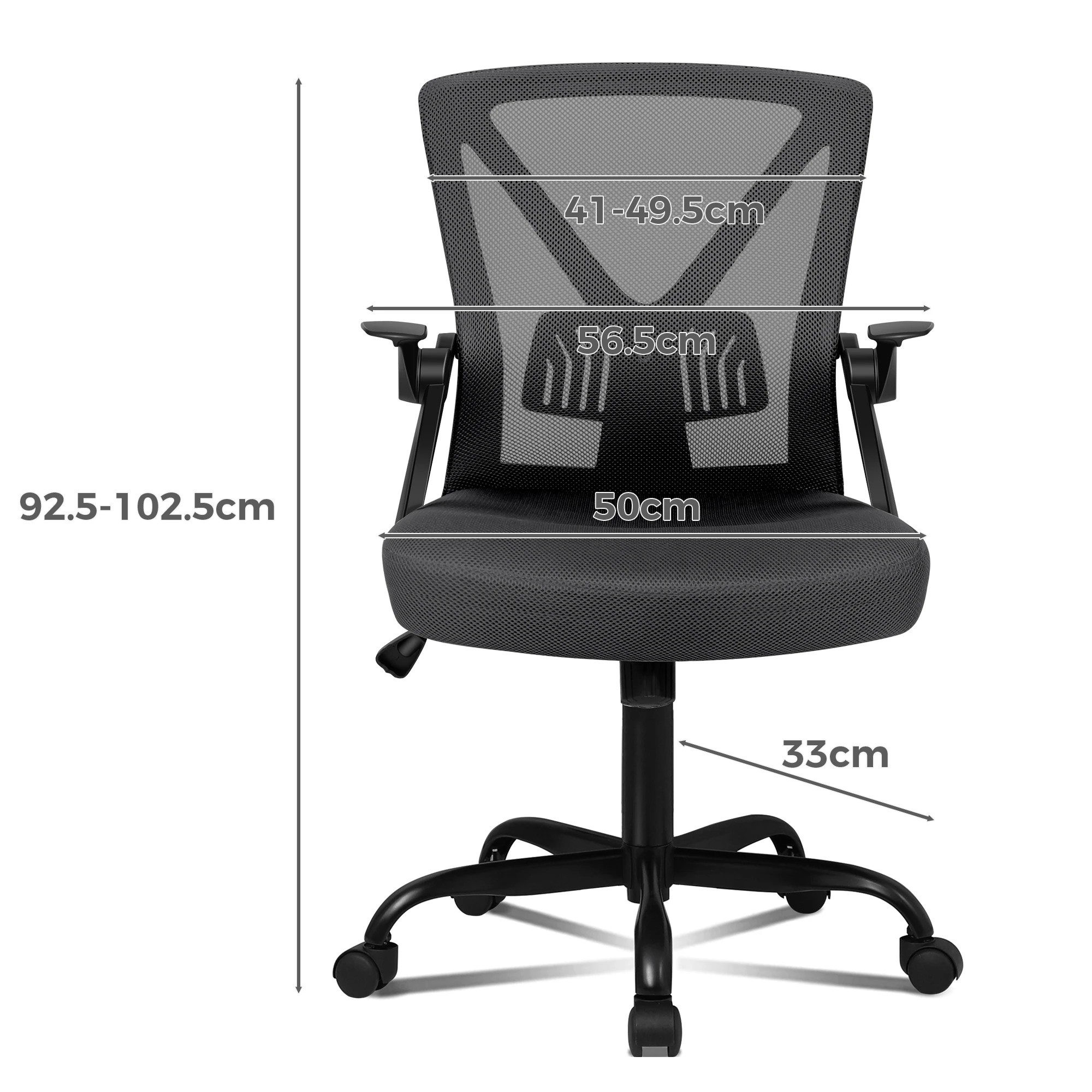 9 Alfordson Mesh Office Chair Executive Fabric Tilt Seat Gaming Computer - Grey, 9 of 10