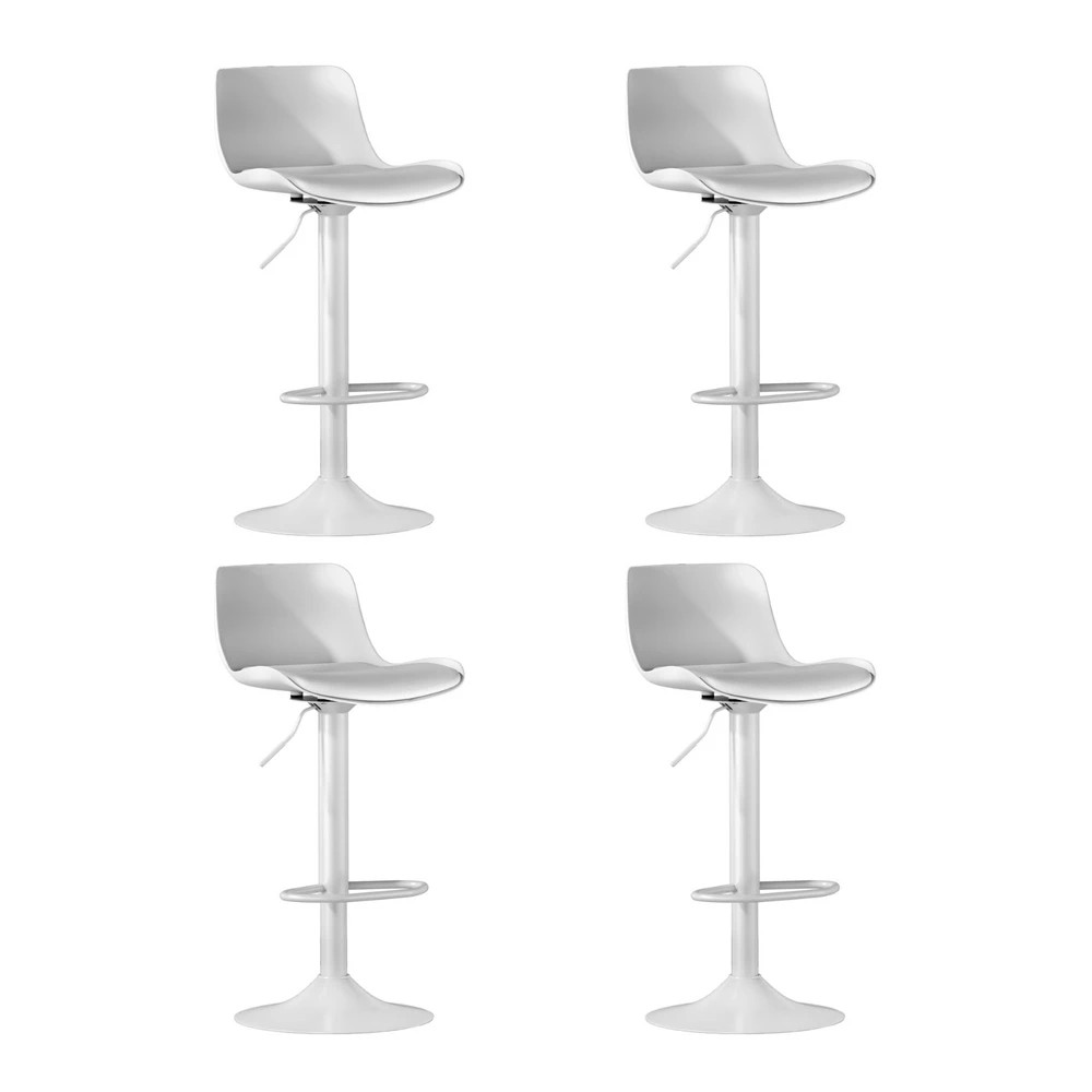 1 4x Artiss Bar Stools Kitchen Swivel Gas Lift Stool Leather Dining Chairs - White, 1 of 5