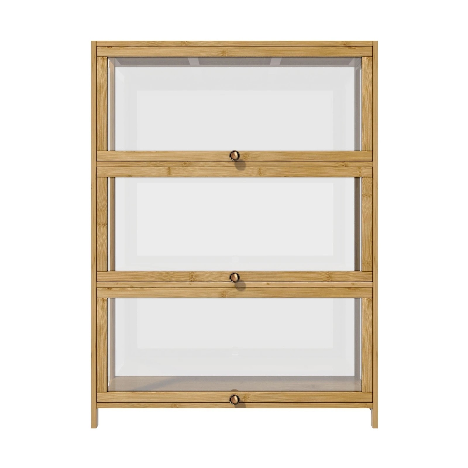 5 Oikiture Display Cabinet Storage 3-tier Shelves Clear Bookcase Stand Rack
 - Natural, 5 of 9