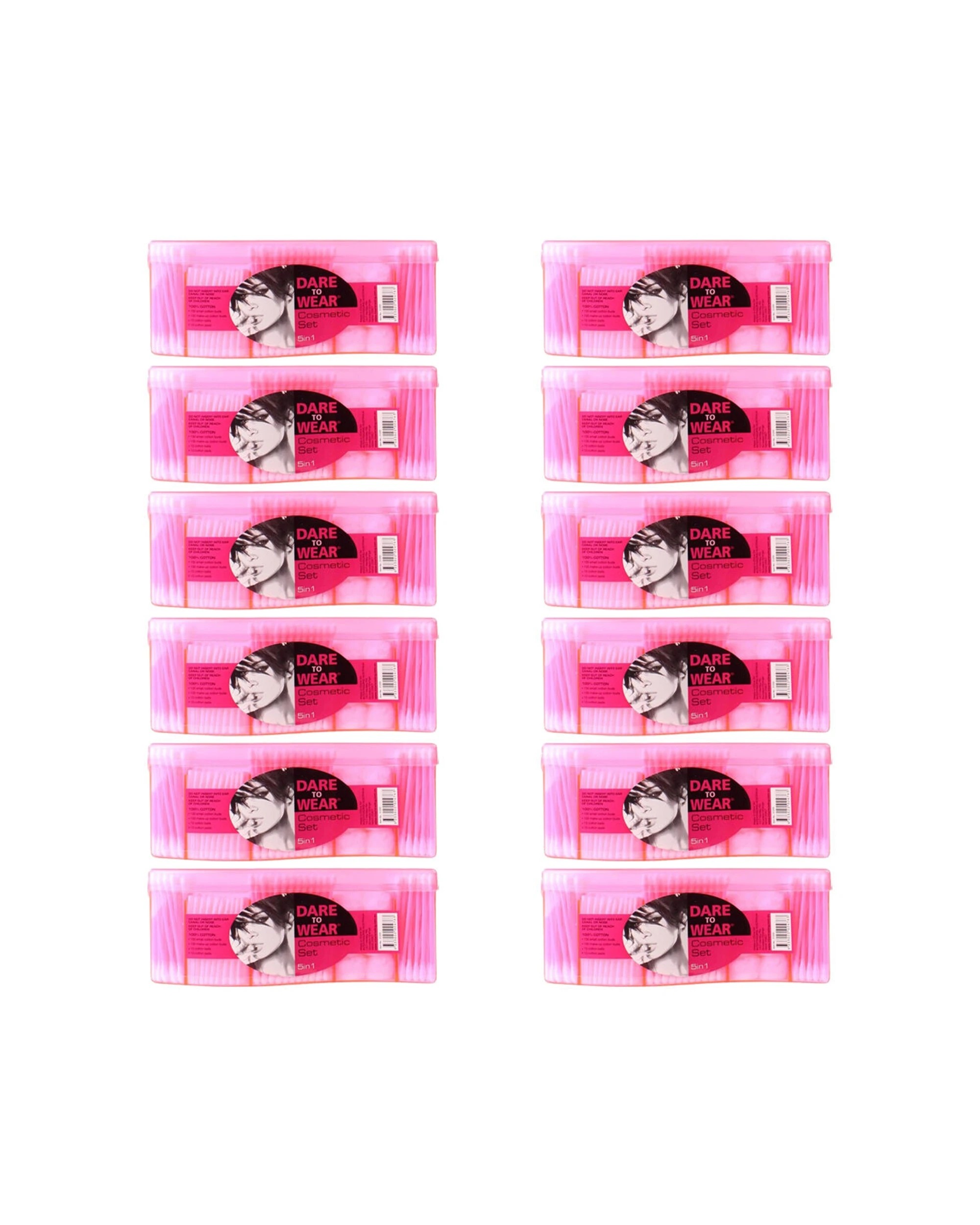 1 Dare To Wear 12PK 5-in-1 Cotton Cosmetic Makeup Removing Beauty Care Set - Pink, 1 of 3