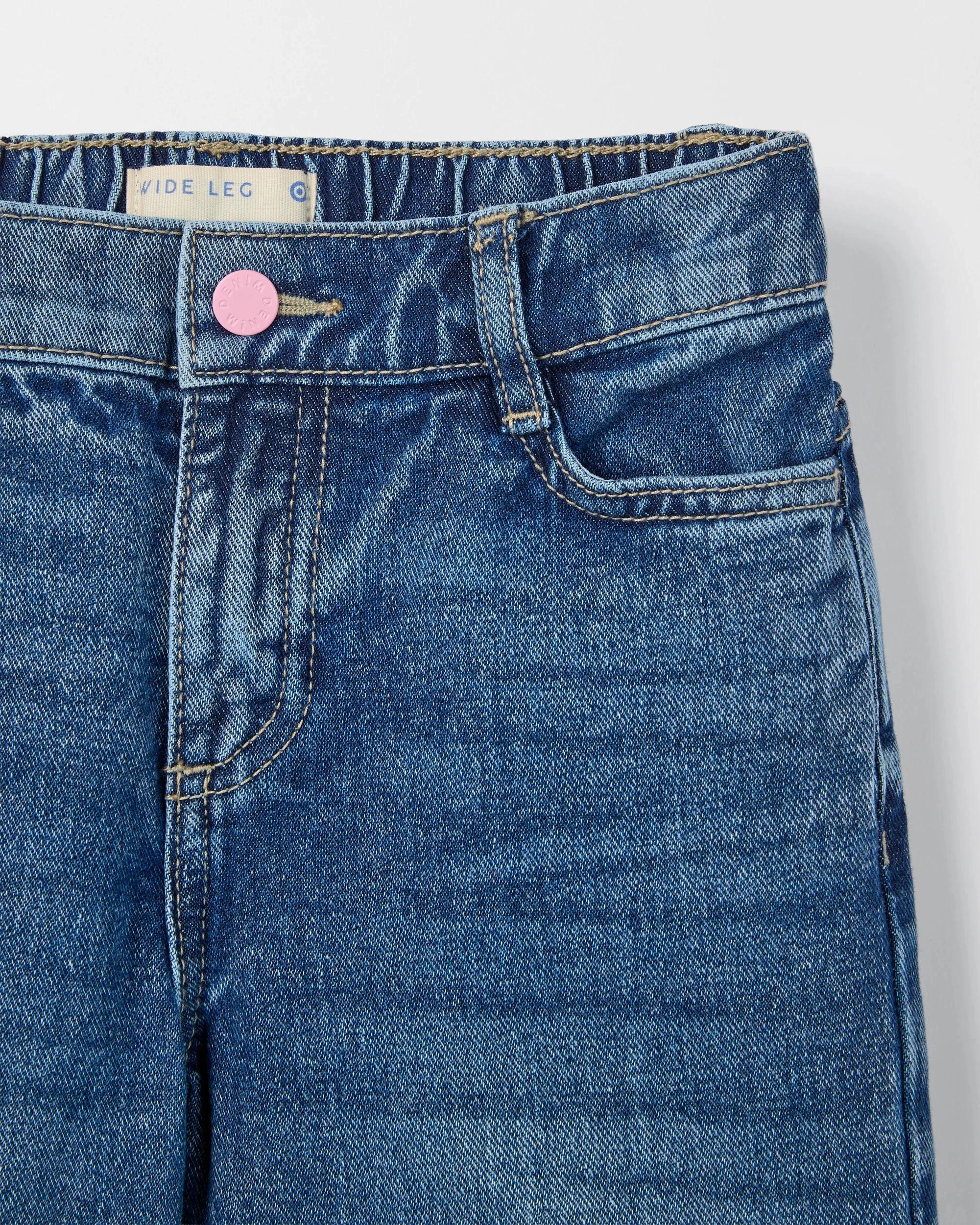 2 Target Denim Denim Folded Up Hem Wide Leg Jeans MID WASH BLUE, 2 of 10