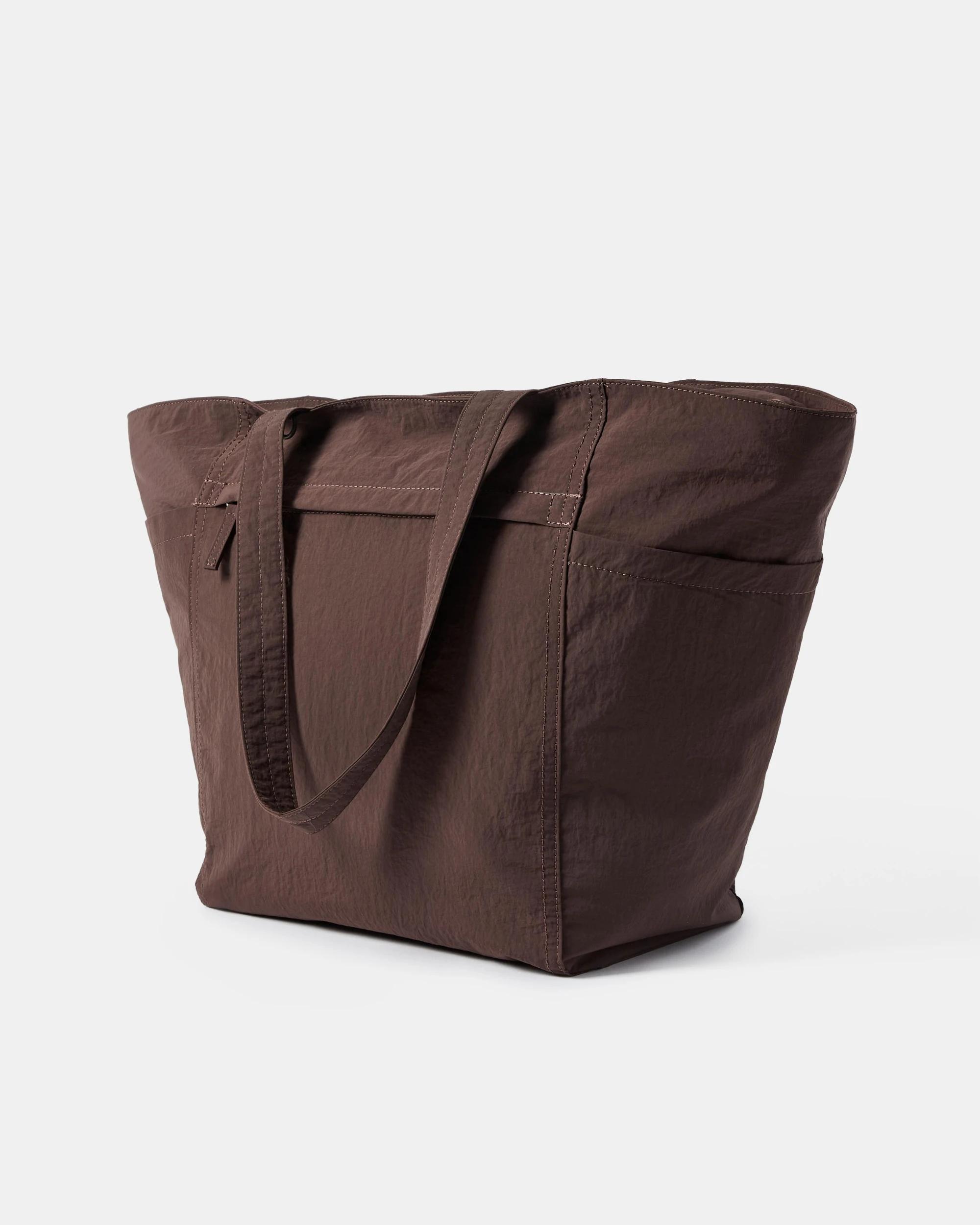 2 Large Nylon Pocket Tote Deep Choc, 2 of 4