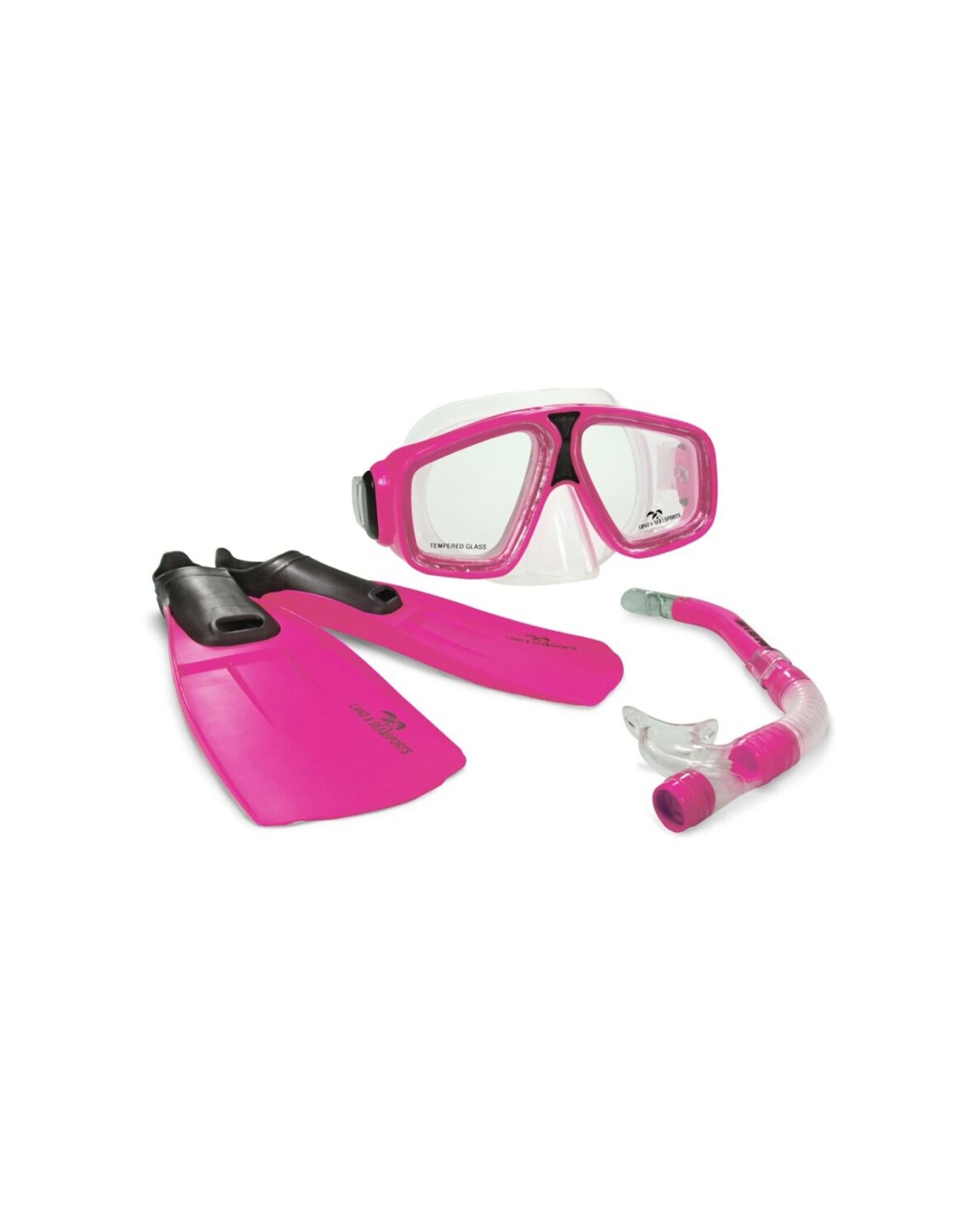 1 Land & Sea Sports Adventurer Snorkelling Fins Goggles Set M AU 7-8 - Pink, 1 of 1