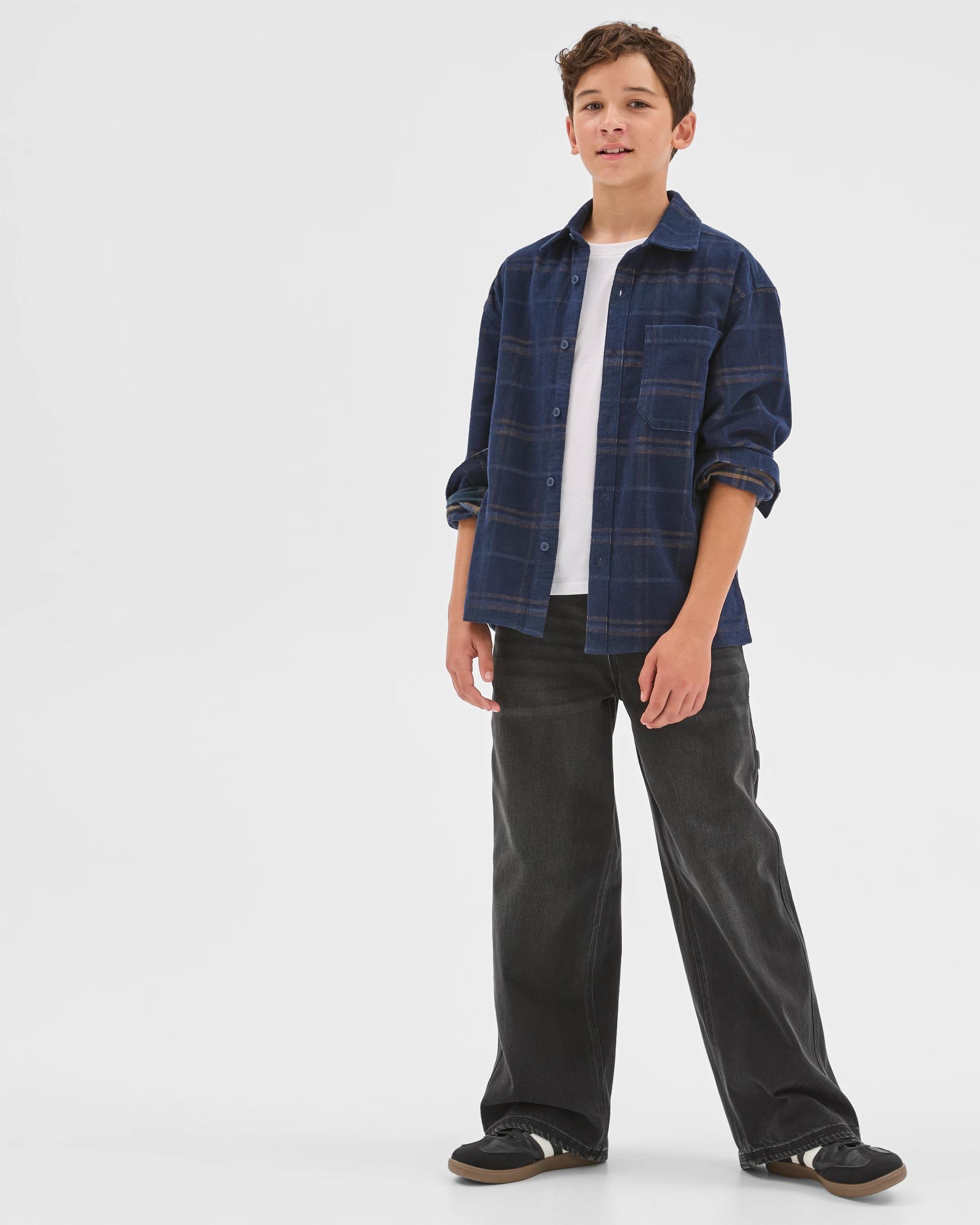 2 Target Kids Long Sleeve Corduroy Shirt BLACK, 2 of 6