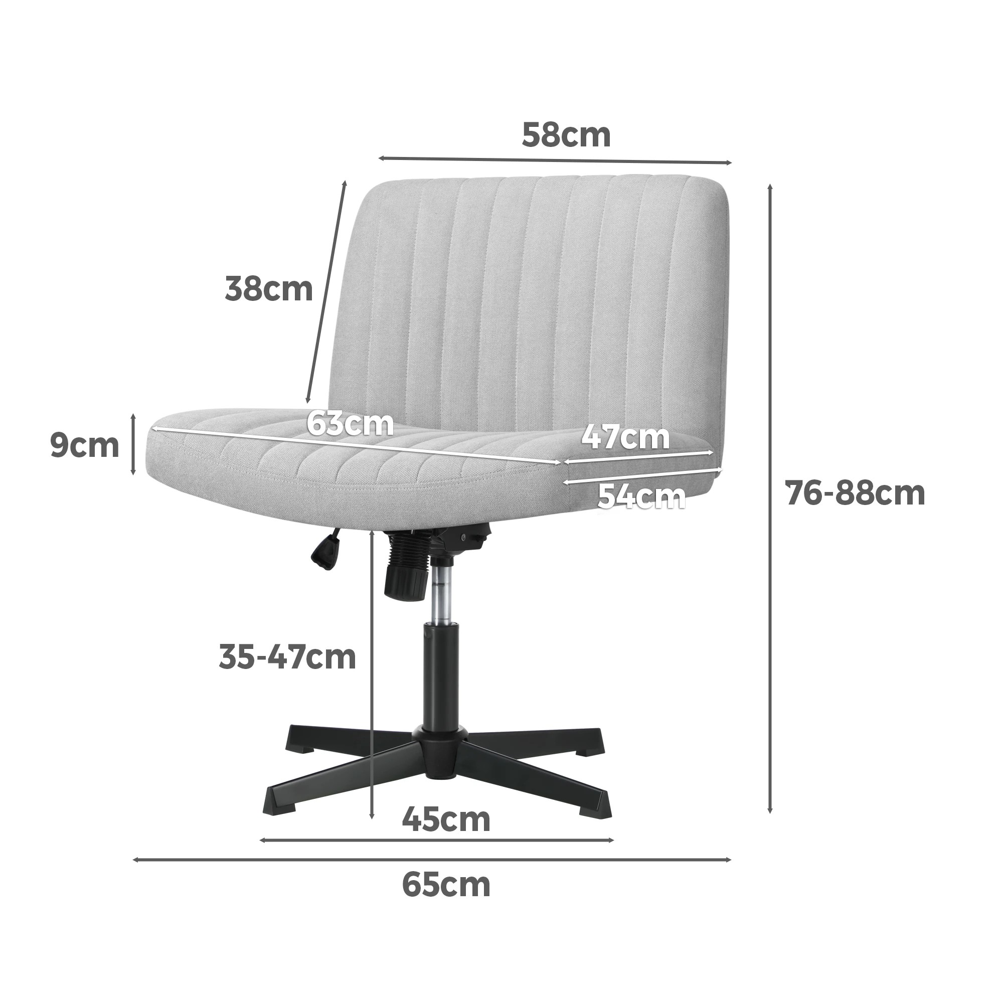 2 Oikiture Mid Back Armless Office Desk Chair Height Adjustable Wide Seat - Grey, 2 of 6