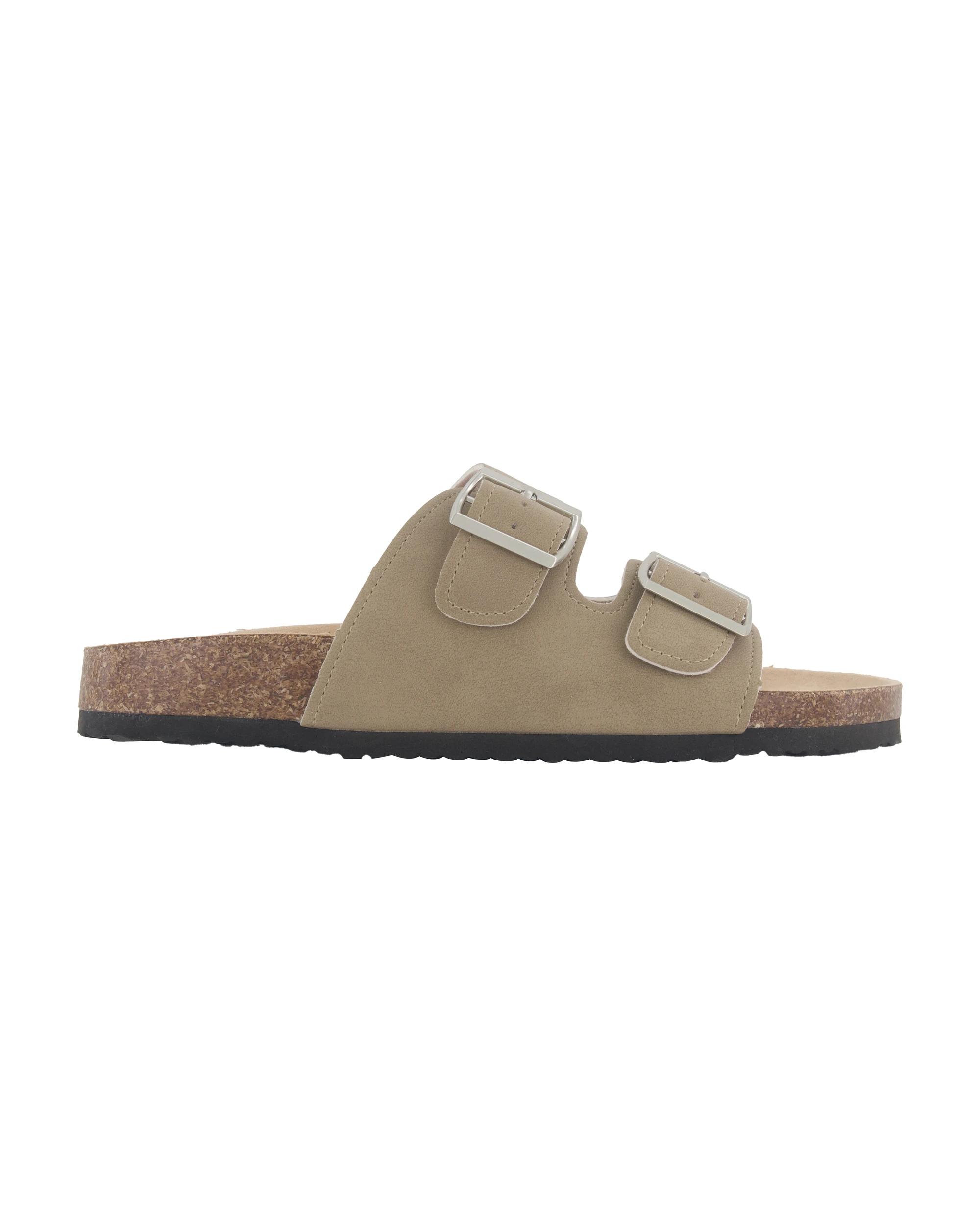 1 Double Buckle Footbed Slides OAT BEIGE, 1 of 3