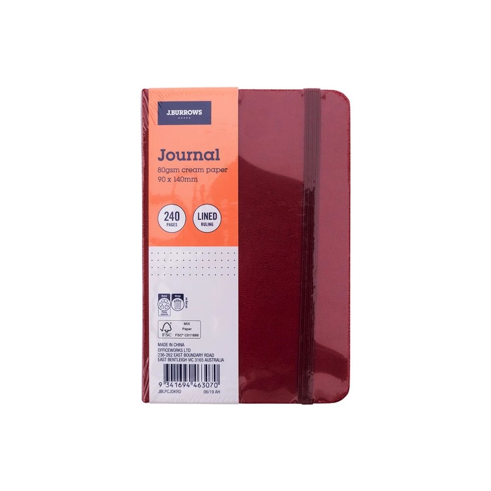 1 J.Burrows Pocket Journal Ruled 240 Page Dark Red, 1 of 3