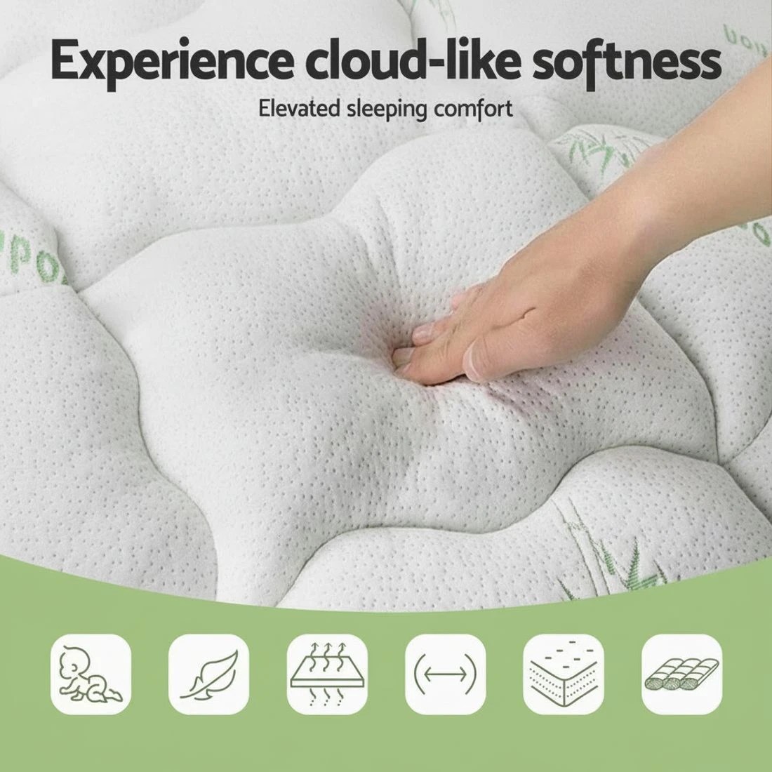 7 Giselle Bedding 1500GSM Pillowtop Mattress Topper Bamboo Mattress Pad for Back Pain Relief - White, 7 of 9