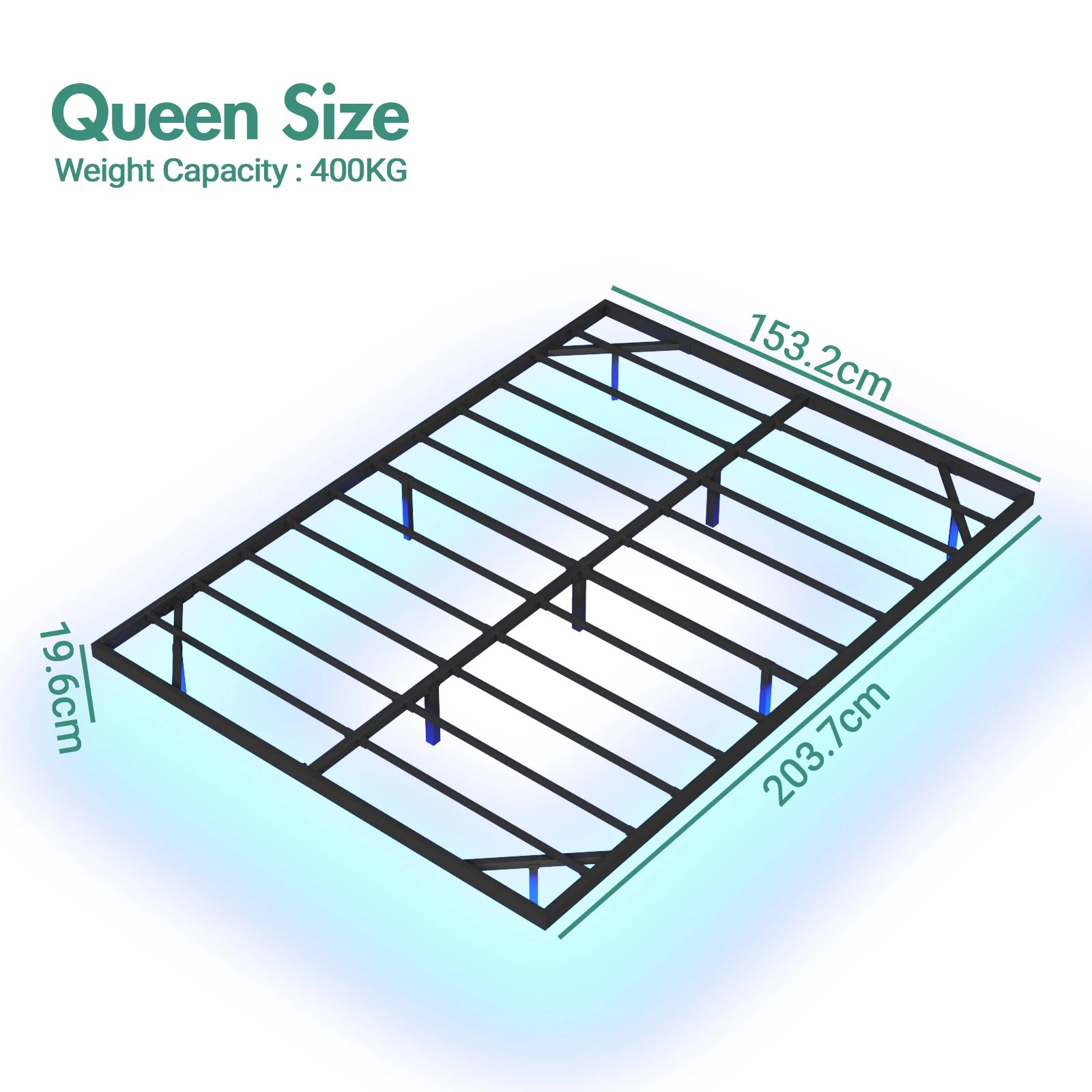 8 Advwin Queen Floating Bed Frame With Led Lights Metal Platform, 8 of 8