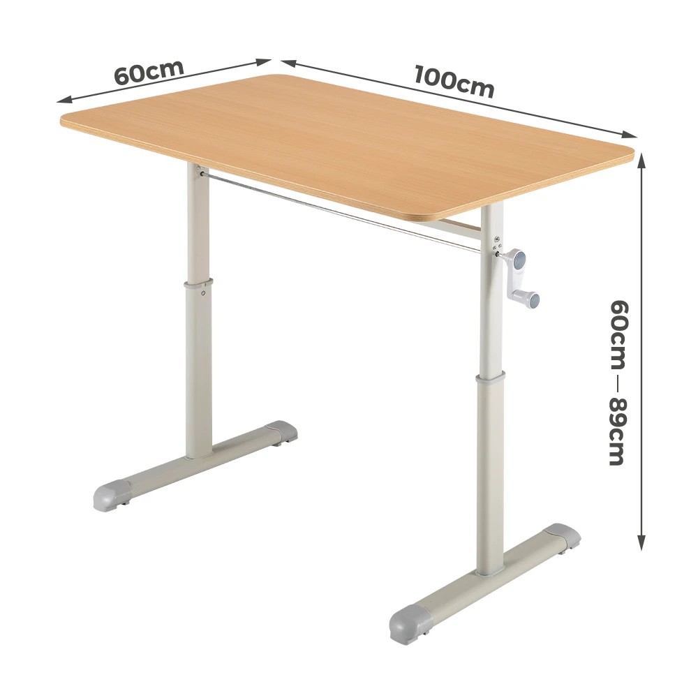 2 PlayPals Kids Desk Hand Crank Adjustable Standing Table 100x60cm - Natural, 2 of 3
