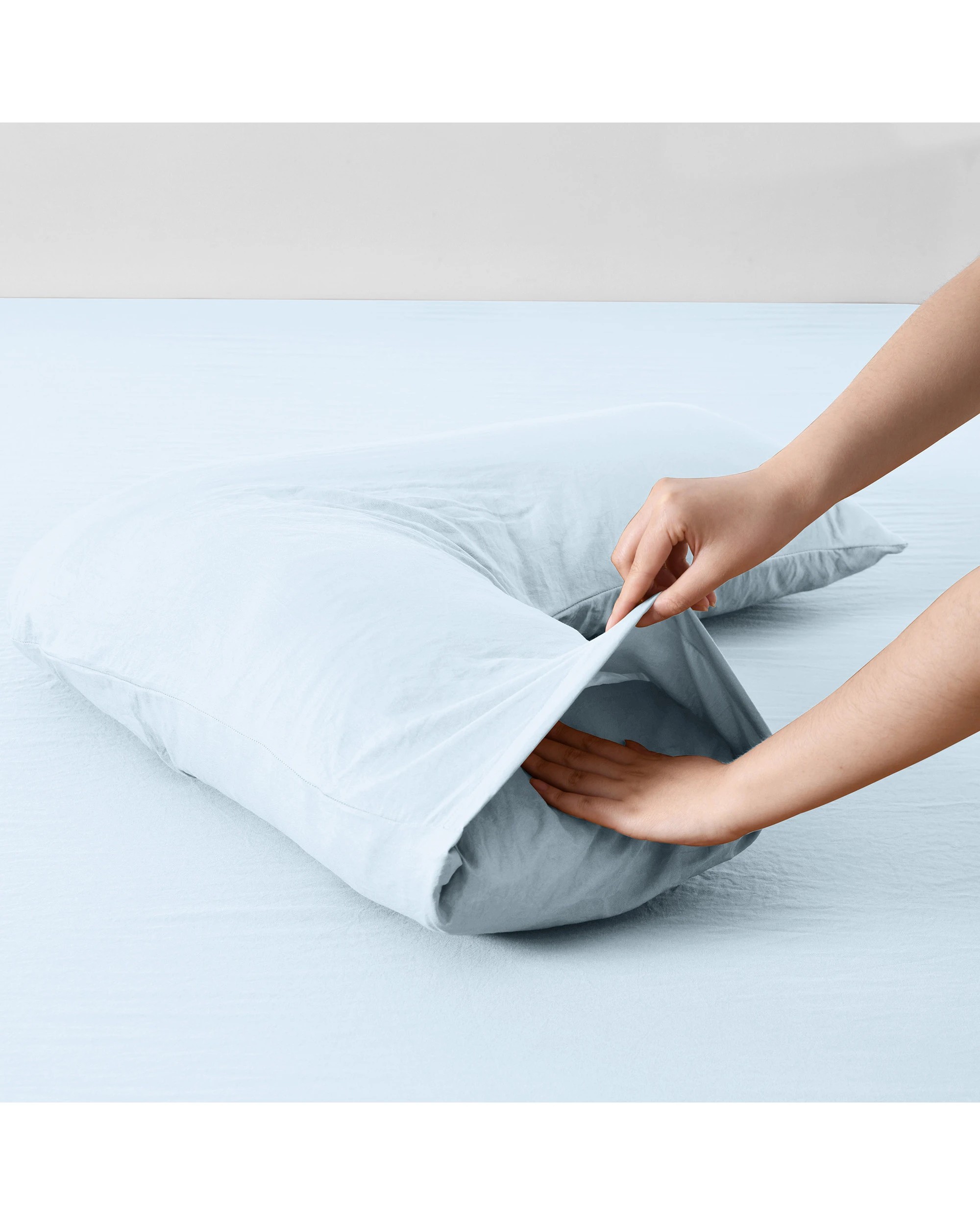 3 Dreamaker Superfine Washed Microfibre V-Shape Pillowcase Twin Pack - Ice Blue, 3 of 5