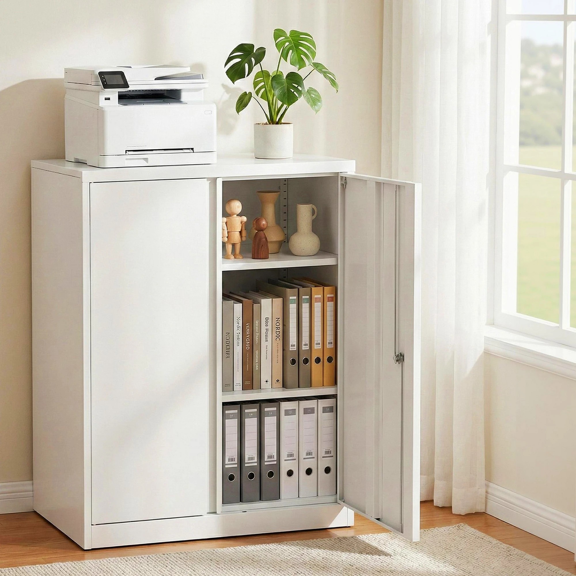 7 Artiss Steel Locker Cabinet Filing Metal Storage 3-Point Lock Adjustable Shelves - White, 7 of 7