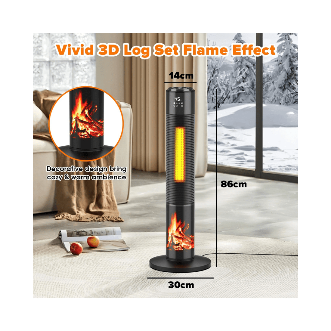6 Advwin Ceramic Fan Heater With Flame Effect 2000w
 - Black, 6 of 7