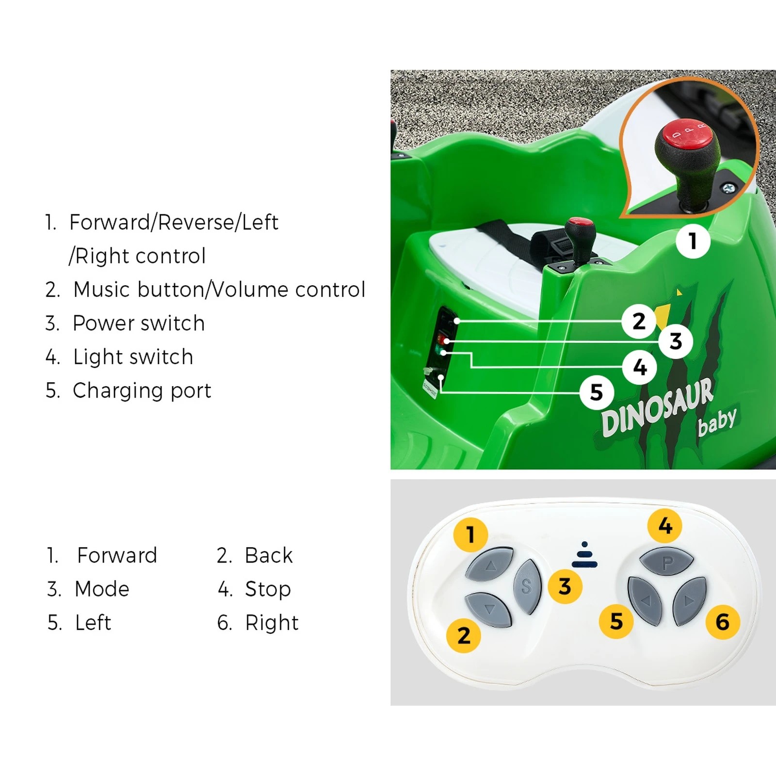 5 Mazam Kids Ride On Car Bumper Electric Cars Toy Remote Control Spray Led Trex
 - Green, 5 of 10