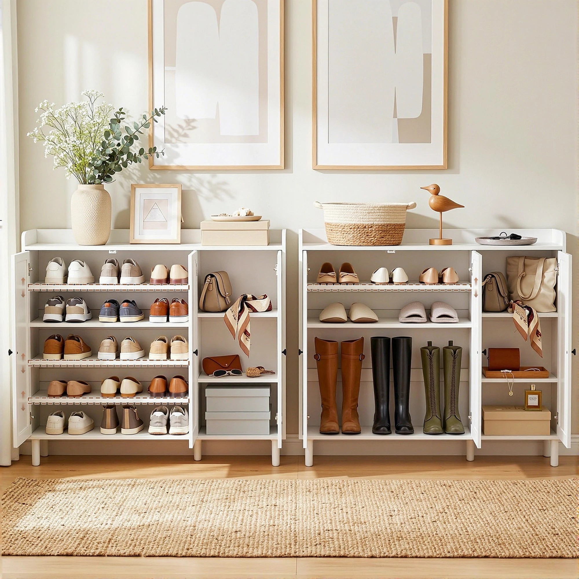 5 Artiss Shoe Rack Cabinet Storage Cupboard Adjustable Shelf - White, 5 of 10