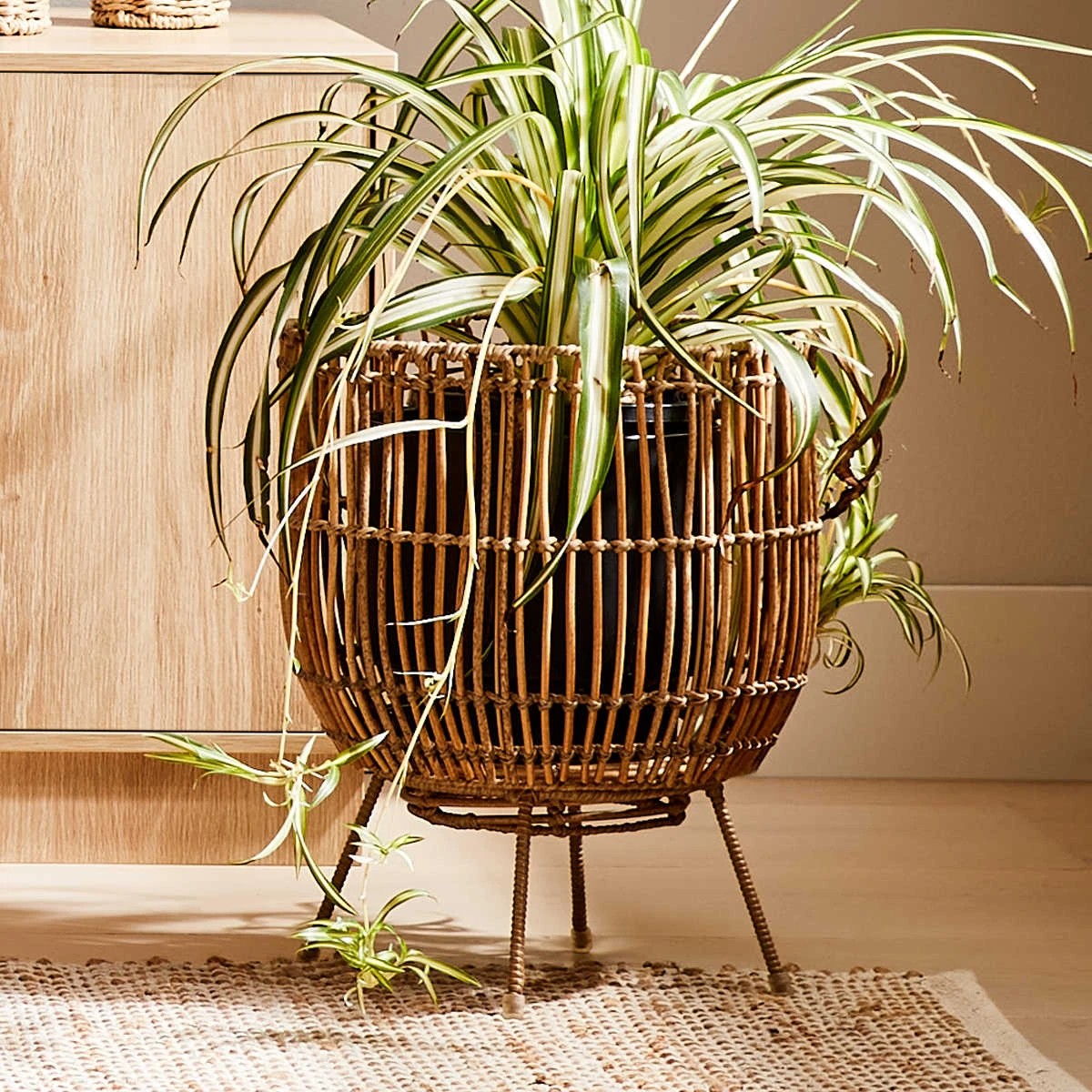 2 Rattan Look Pot Holder with Stand, 2 of 8