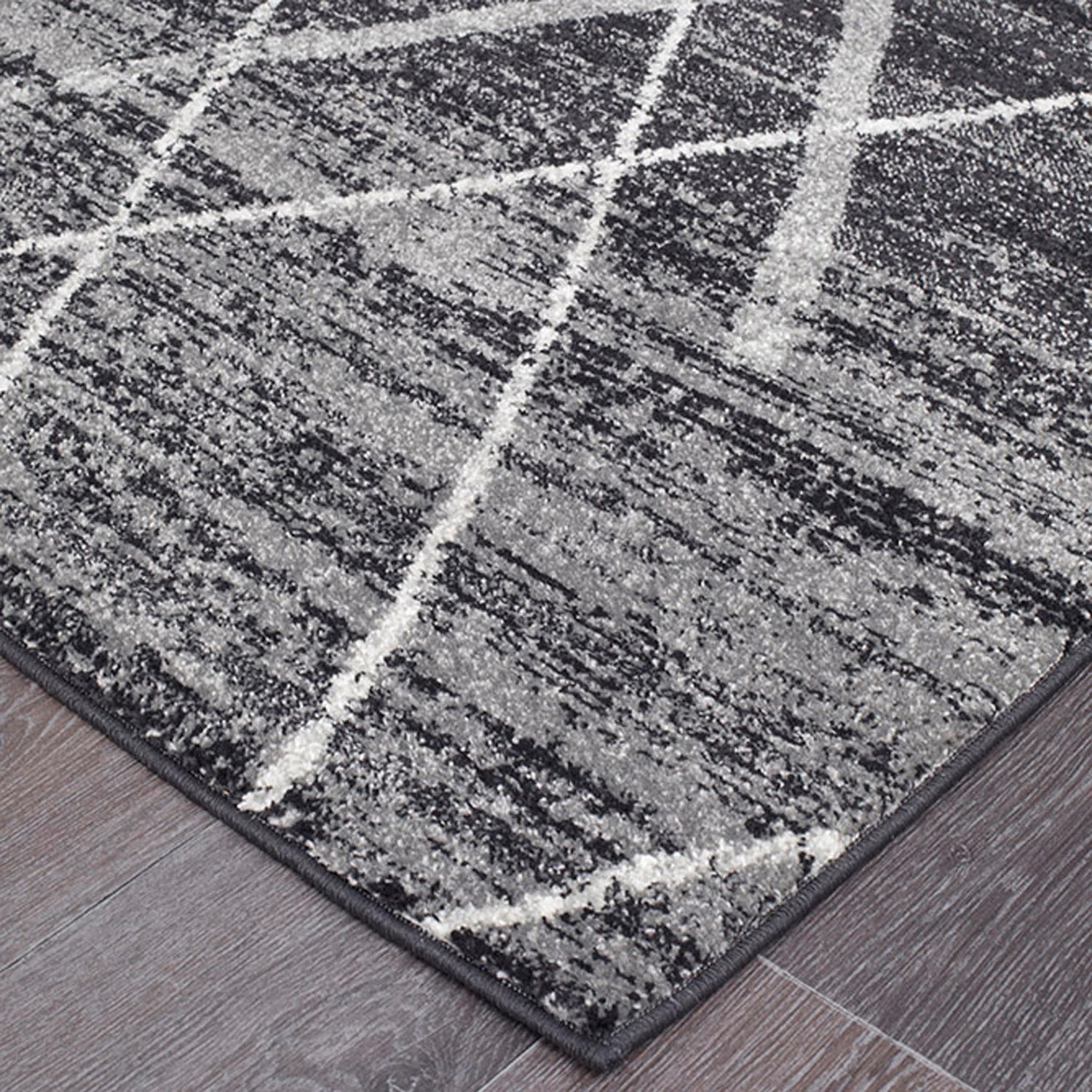 6 Common Ground Rugs Bluebay 452 300x80cm - Medium Runner Power Loomed Pet Friendly Rug - Charcoal, 6 of 6