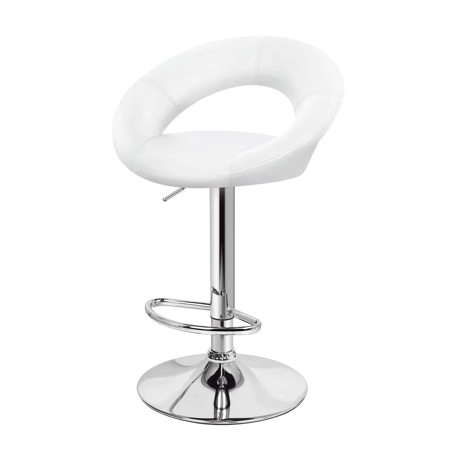 4 Alfordson 4x Bar Stools Ovadia Kitchen Swivel Chair Leather Gas Lift - White, 4 of 7