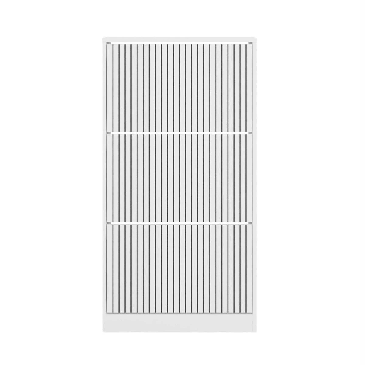 3 Ausway White Shoe Cabinet Rack Cupboard 3 Doors Shelf - White, 3 of 5