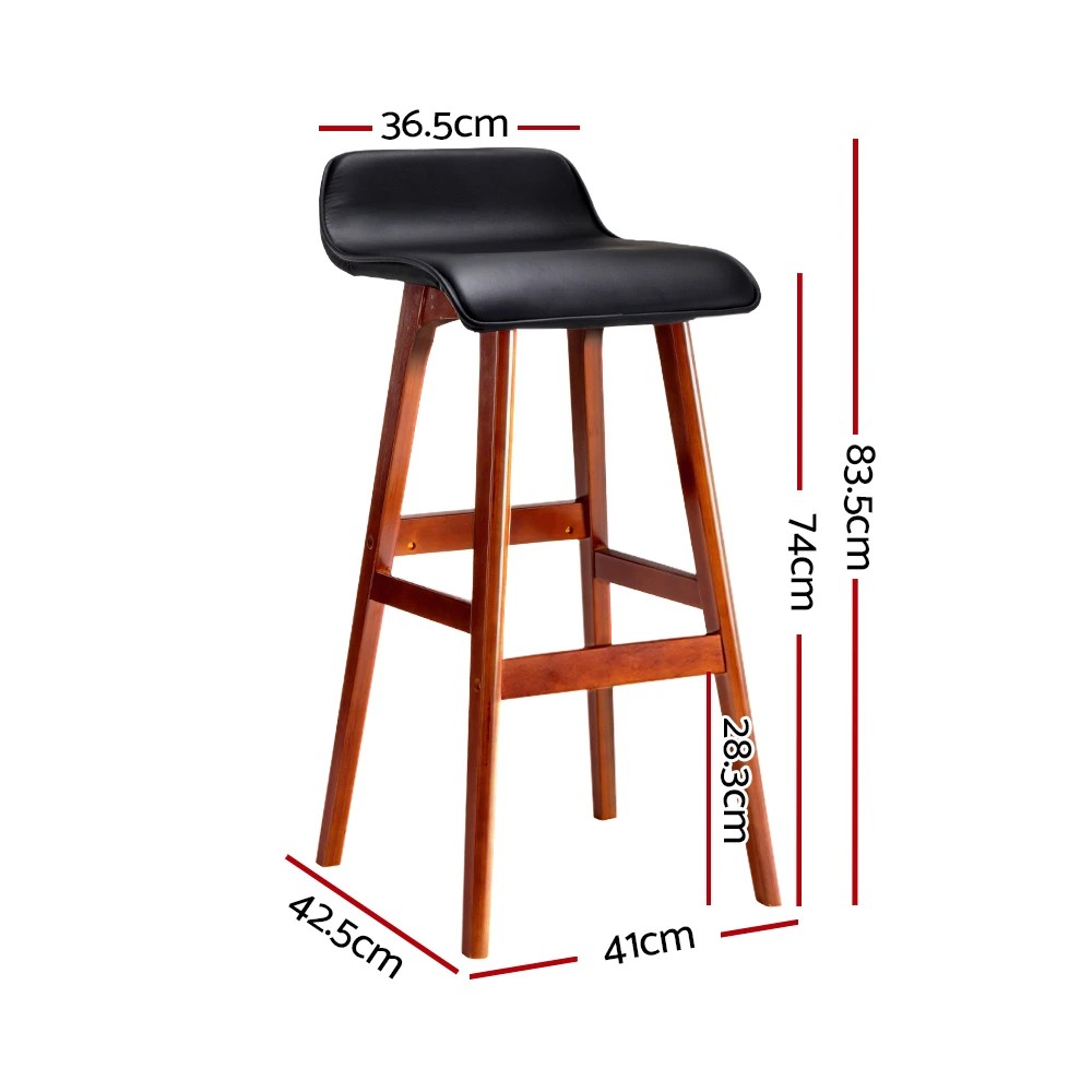2 Artiss 2x Bar Stools Wooden Stool - Black, 2 of 8