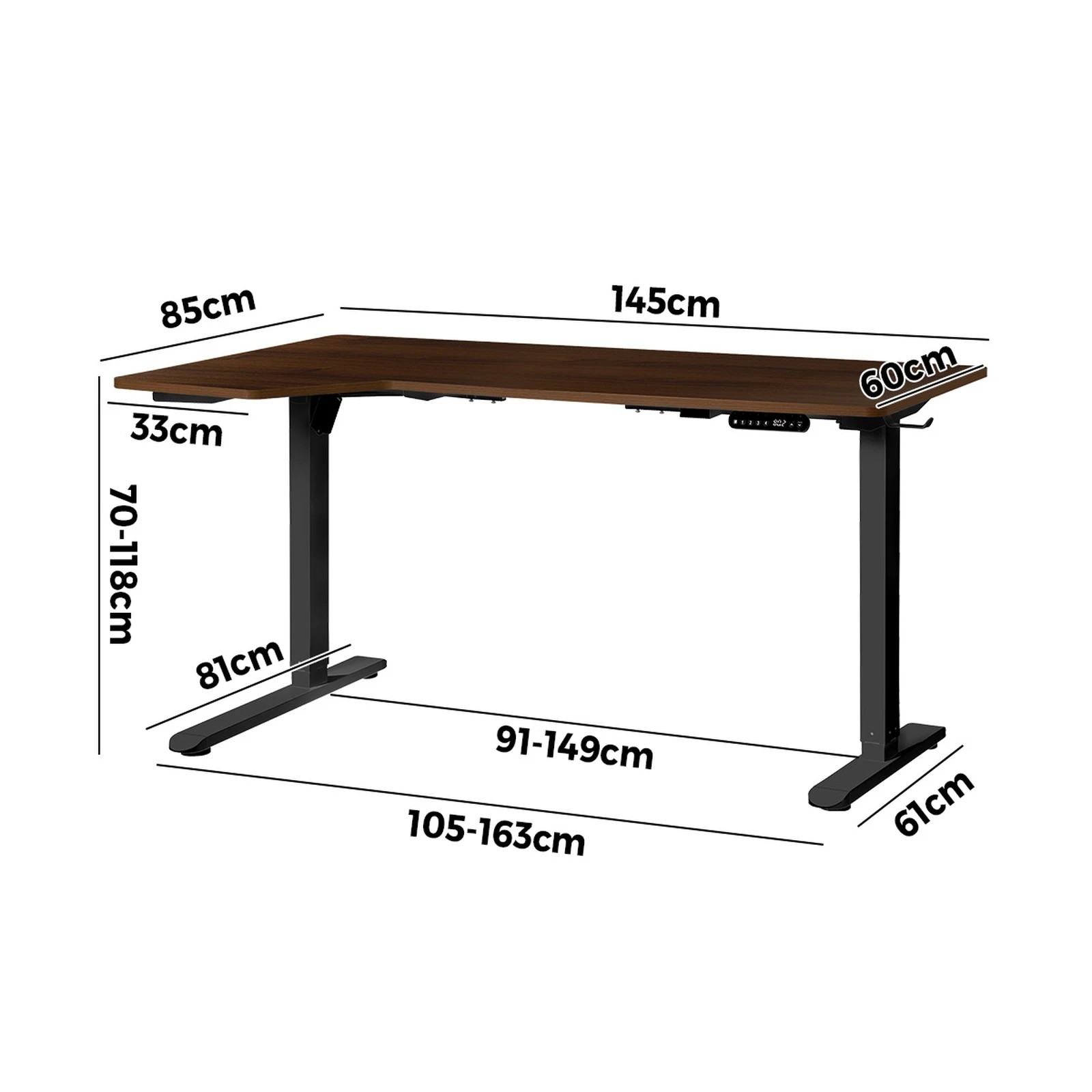 4 Oikiture L-shape Electric Standing Desk Single Motor 145cm Desktop
 - Multi, 4 of 4
