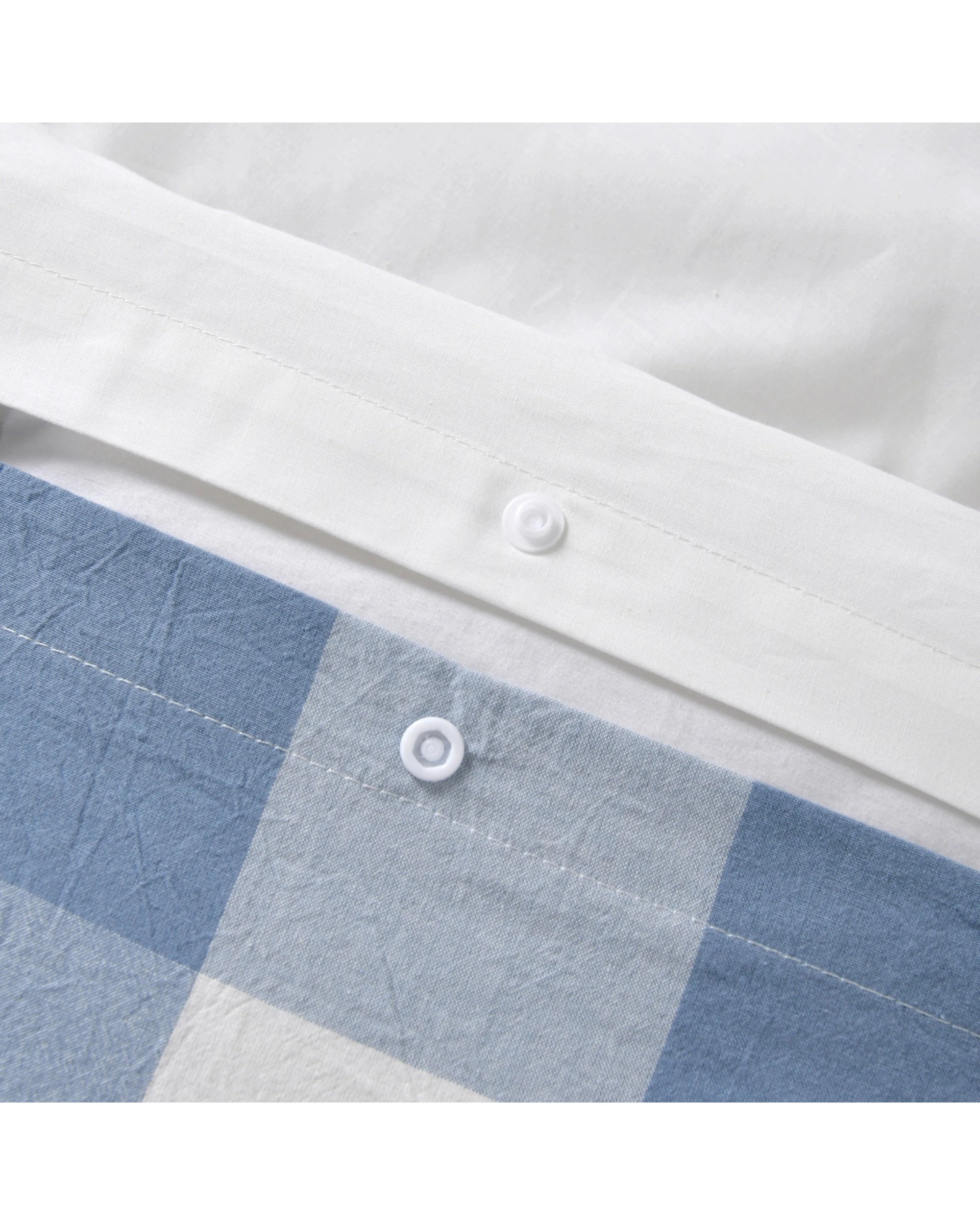 5 Dreamaker Remy Yarn Dyed Washed Cotton Checkered Quilted Cover Set - Double Bed - Cornflower, 5 of 7