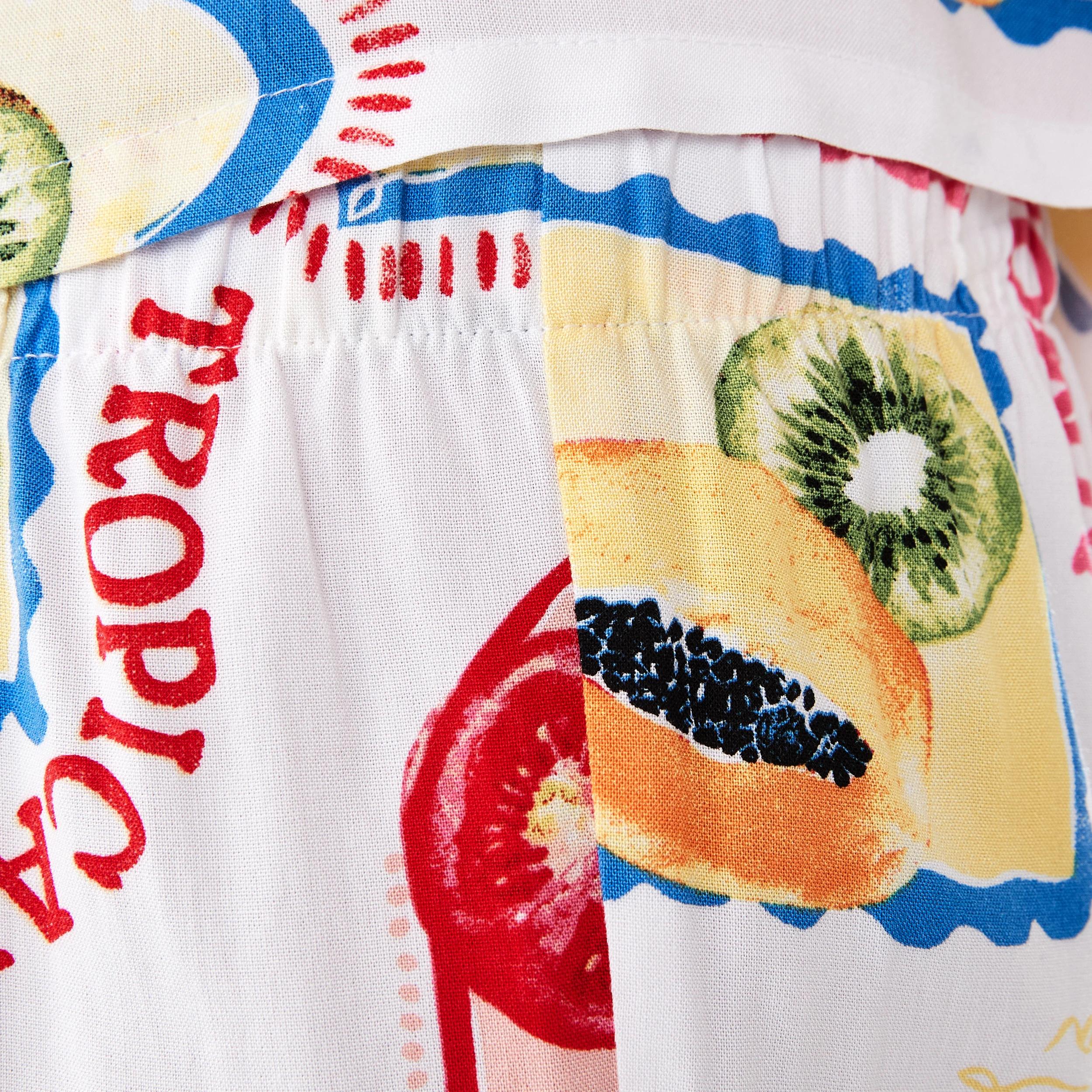 6 Short Sleeve Top and Shorts Woven Boxy Pyjama Set FRUIT FRAME WHITE, 6 of 7