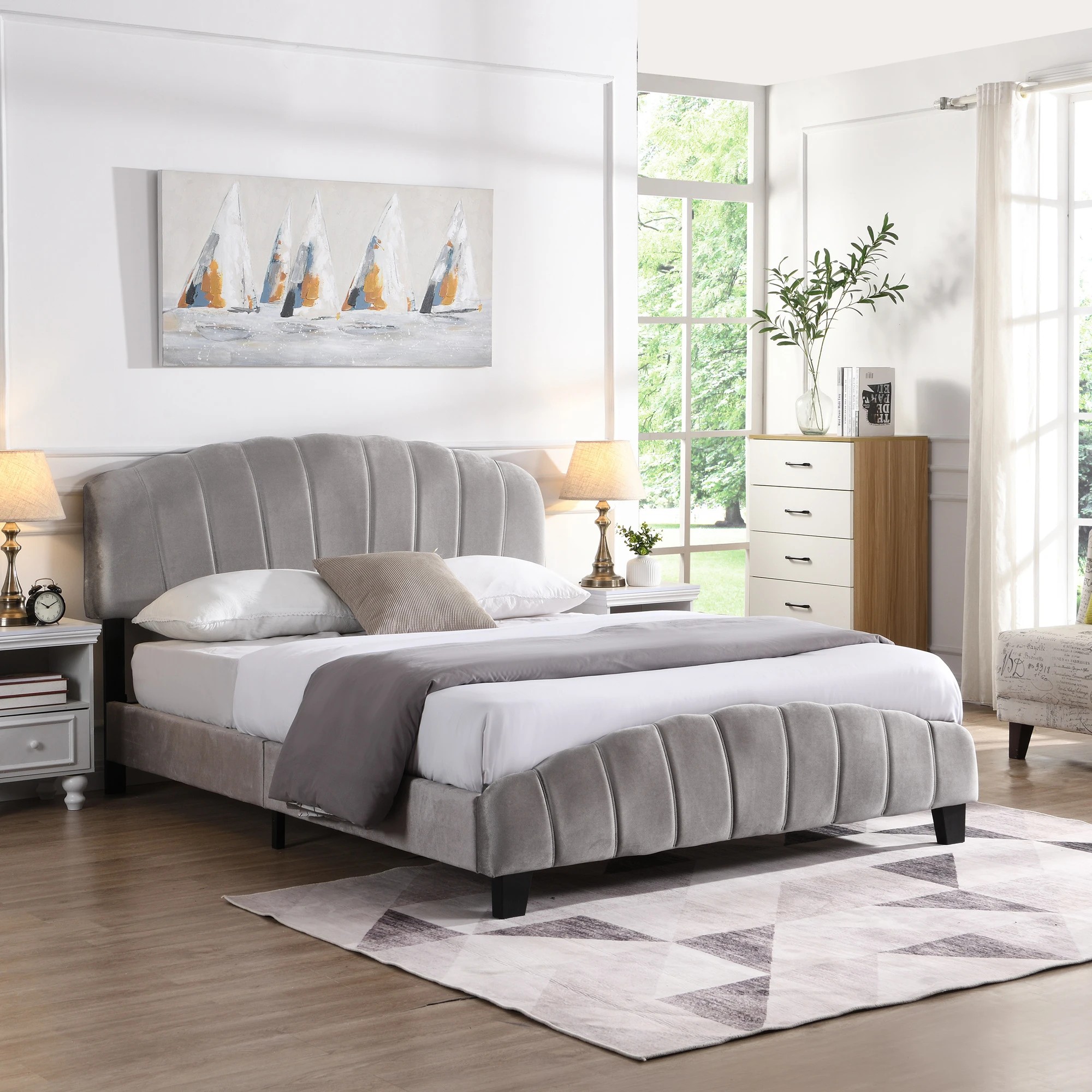 9 IHOMDEC BEF04 Queen Size Bed Frame Base - Grey - Grey, 9 of 10