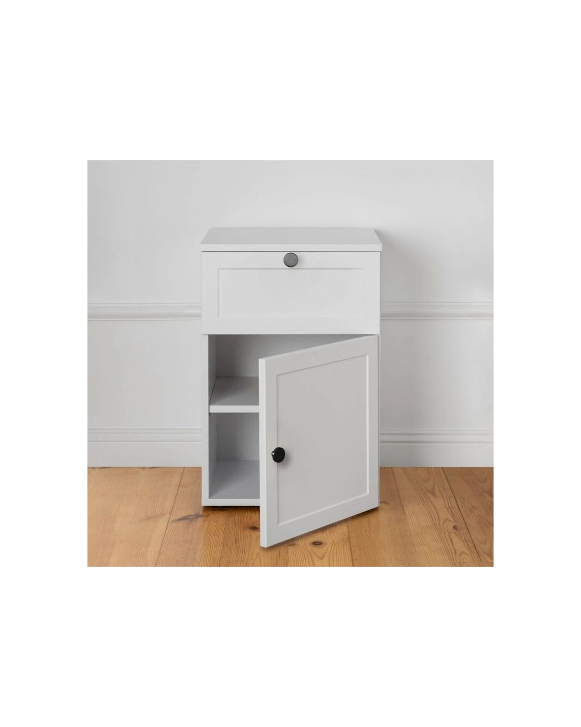 4 European Cabinetry Porto Hamptons Bedside Table Round Handle - White, 4 of 4